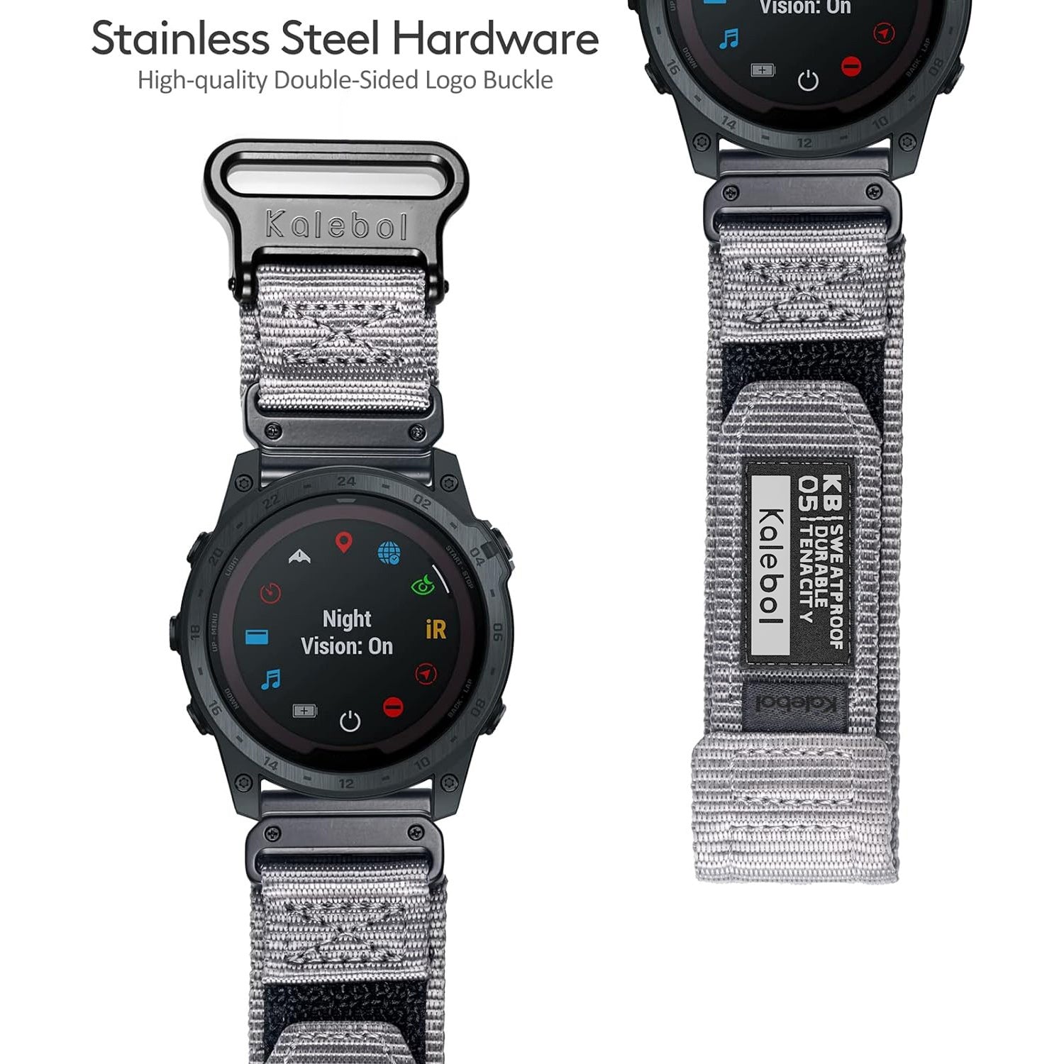For Garmin Tactix 7 AMOLED Edition / Tactix 7 Pro / QuickFit 26mm Watch Strap Nylon Sticker Wrist Band - Grey