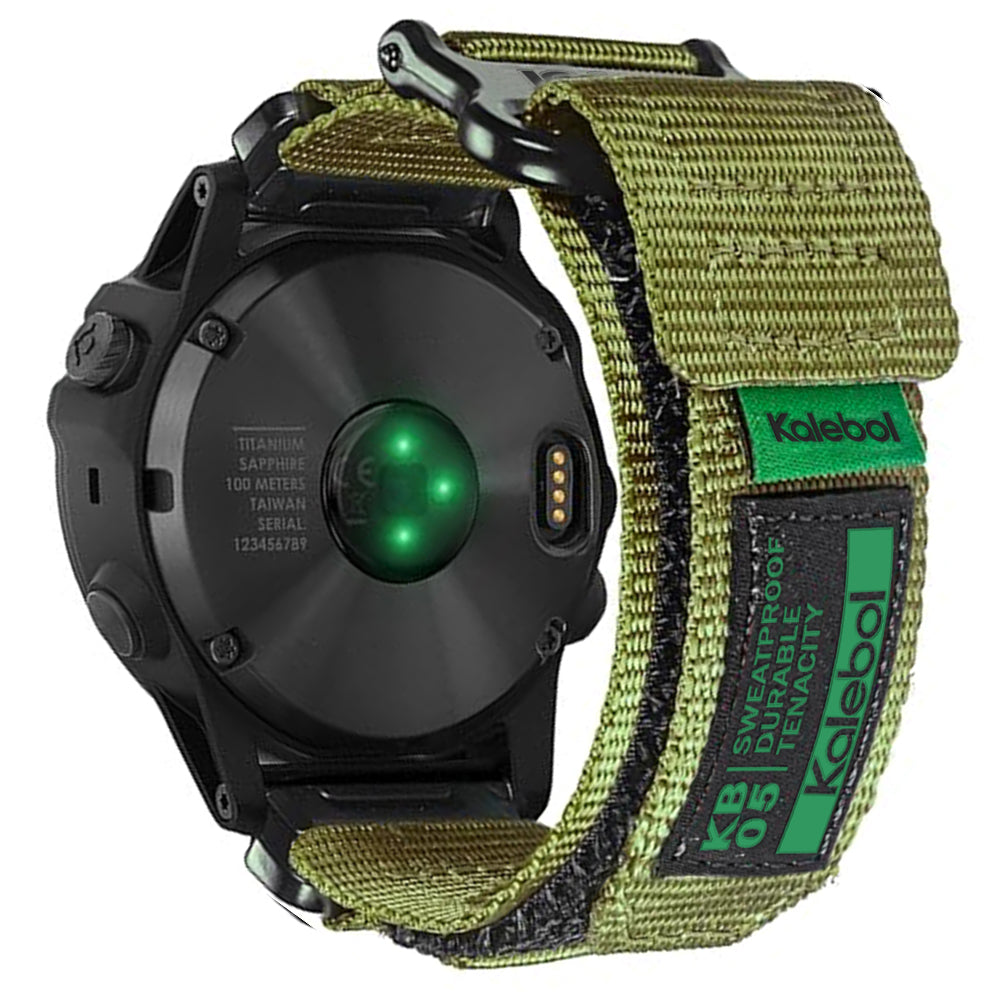 For Garmin Tactix 7 AMOLED Edition / Tactix 7 Pro / QuickFit 26mm Watch Strap Nylon Sticker Wrist Band - Army Green