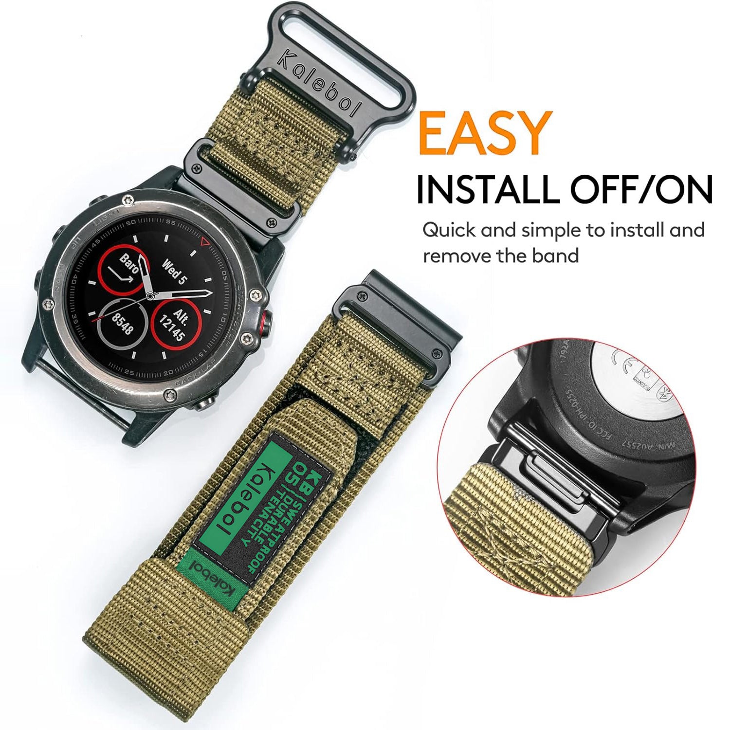 For Garmin Tactix 7 AMOLED Edition / Tactix 7 Pro / QuickFit 26mm Watch Strap Nylon Sticker Wrist Band - Army Green
