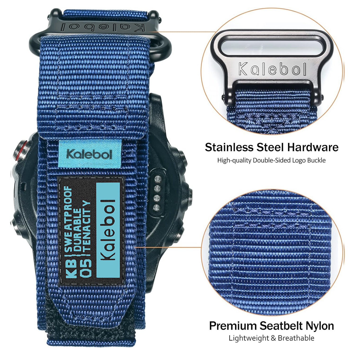 For Garmin Tactix 7 AMOLED Edition / Tactix 7 Pro / QuickFit 26mm Watch Strap Nylon Sticker Wrist Band - Blue
