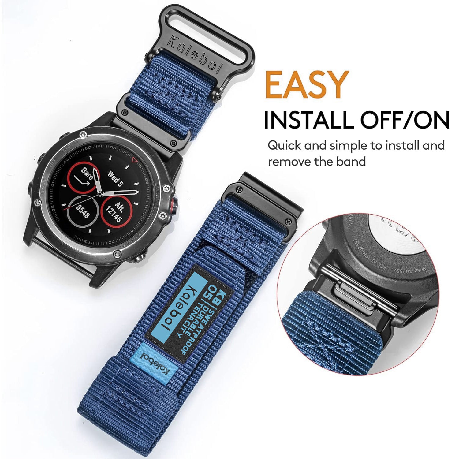 For Garmin Tactix 7 AMOLED Edition / Tactix 7 Pro / QuickFit 26mm Watch Strap Nylon Sticker Wrist Band - Blue