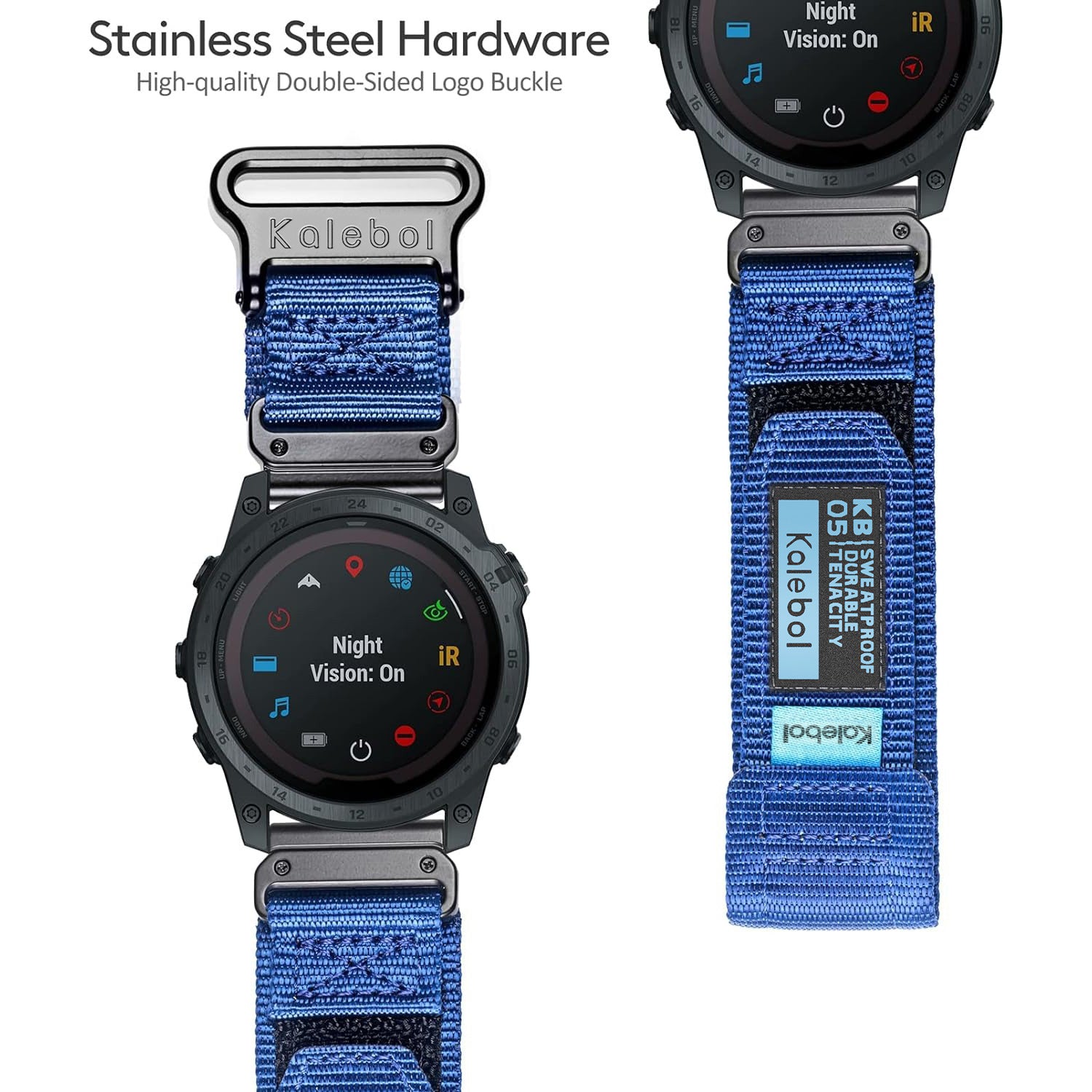 For Garmin Tactix 7 AMOLED Edition / Tactix 7 Pro / QuickFit 26mm Watch Strap Nylon Sticker Wrist Band - Blue