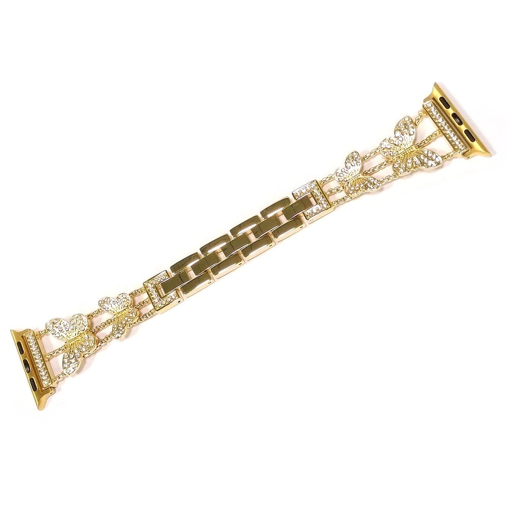 Butterfly Watch Strap for Apple Watch Series 9 8 7 41mm / 6 5 4 SE (2022) SE (2023) SE 40mm / 3 2 1 38mm Metal Replacement Band - Gold