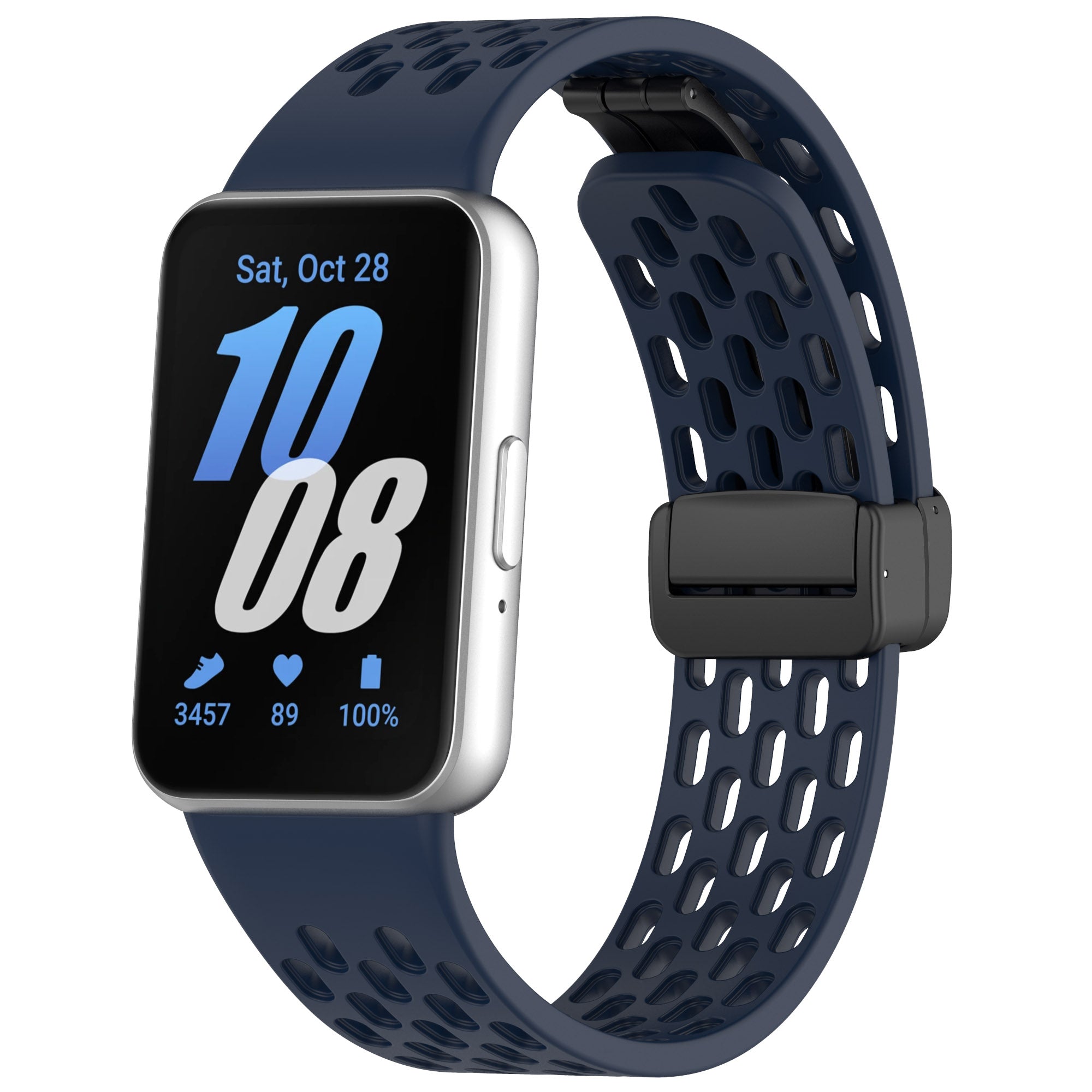 Wrist Band for Samsung Galaxy Fit3 R930 Magnetic Silicone Smartwatch Bracelet Strap - Navy Blue