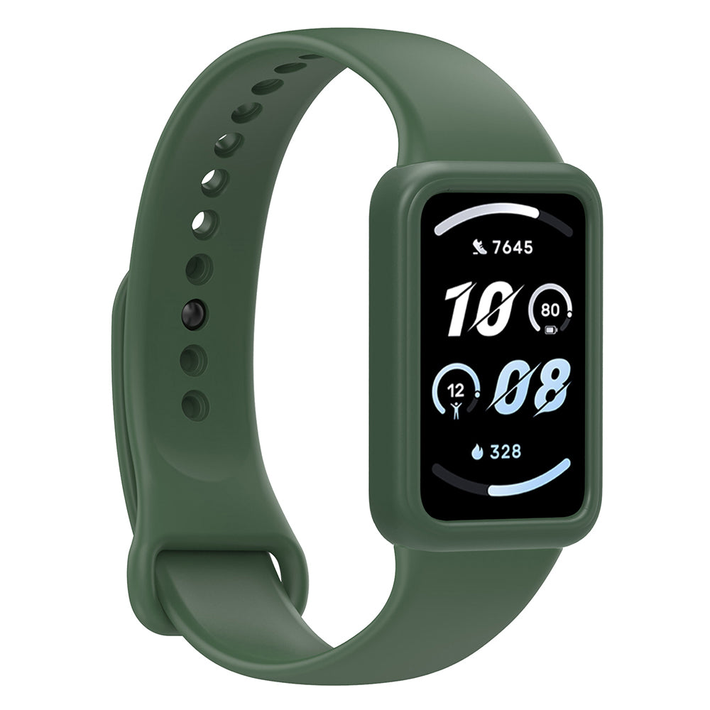 For Honor Band 9 Silicone Watch Case Protective Bumper Frame - Dark Green