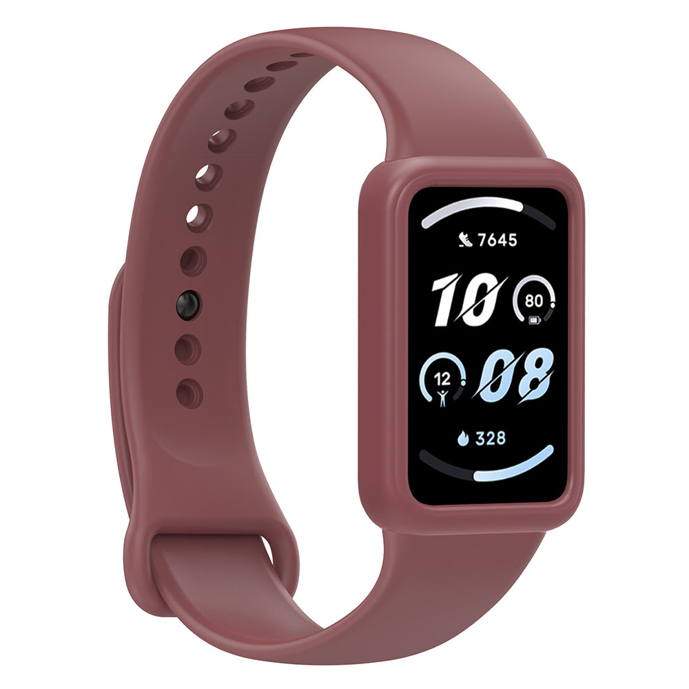 For Honor Band 9 Silicone Watch Case Protective Bumper Frame - Wine Red