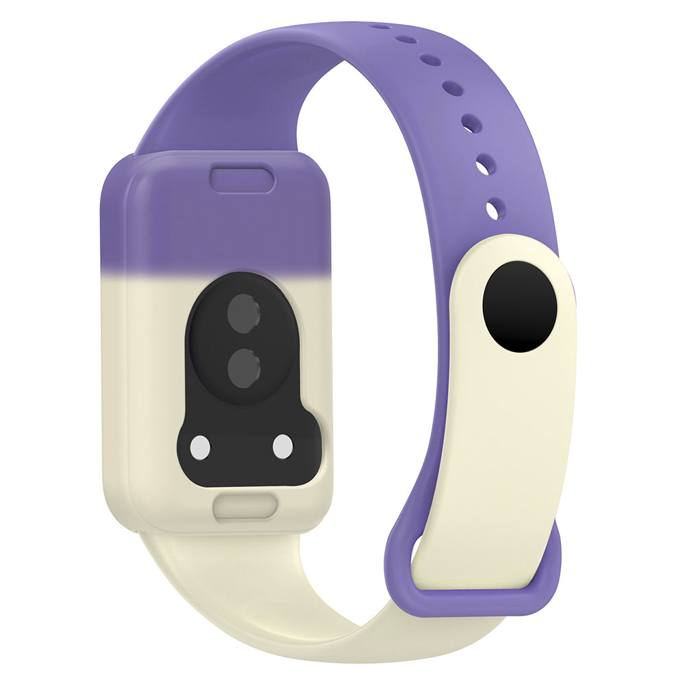 For Honor Band 9 Silicone Watch Case Protective Bumper Frame - White+Purple