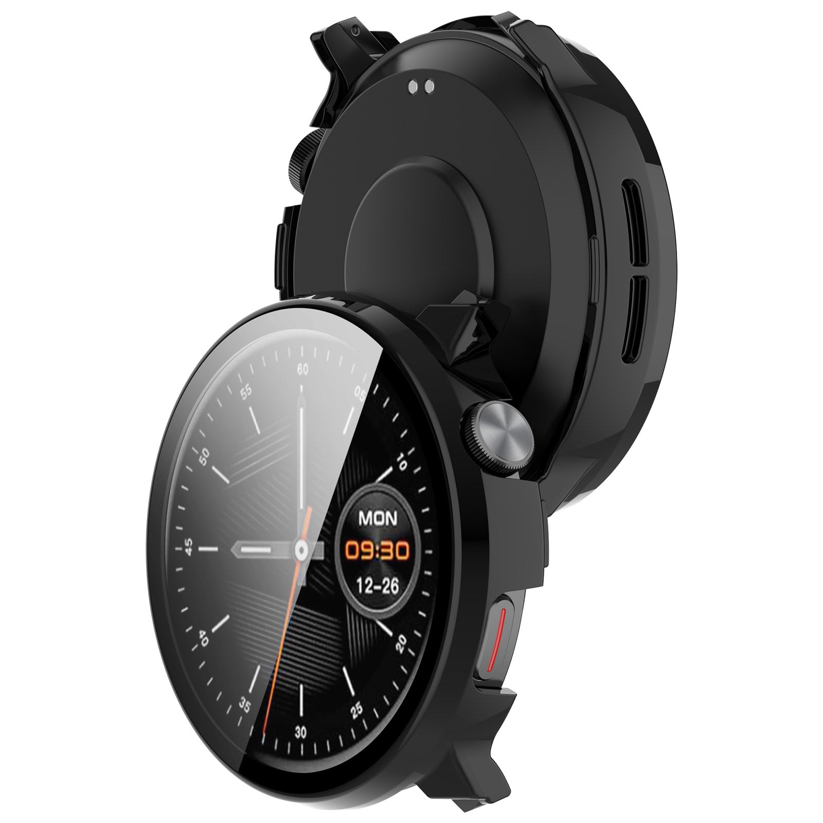 Hard PC Case for Mibro Watch Lite2 Watch Cover with Tempered Glass Screen Film - Black