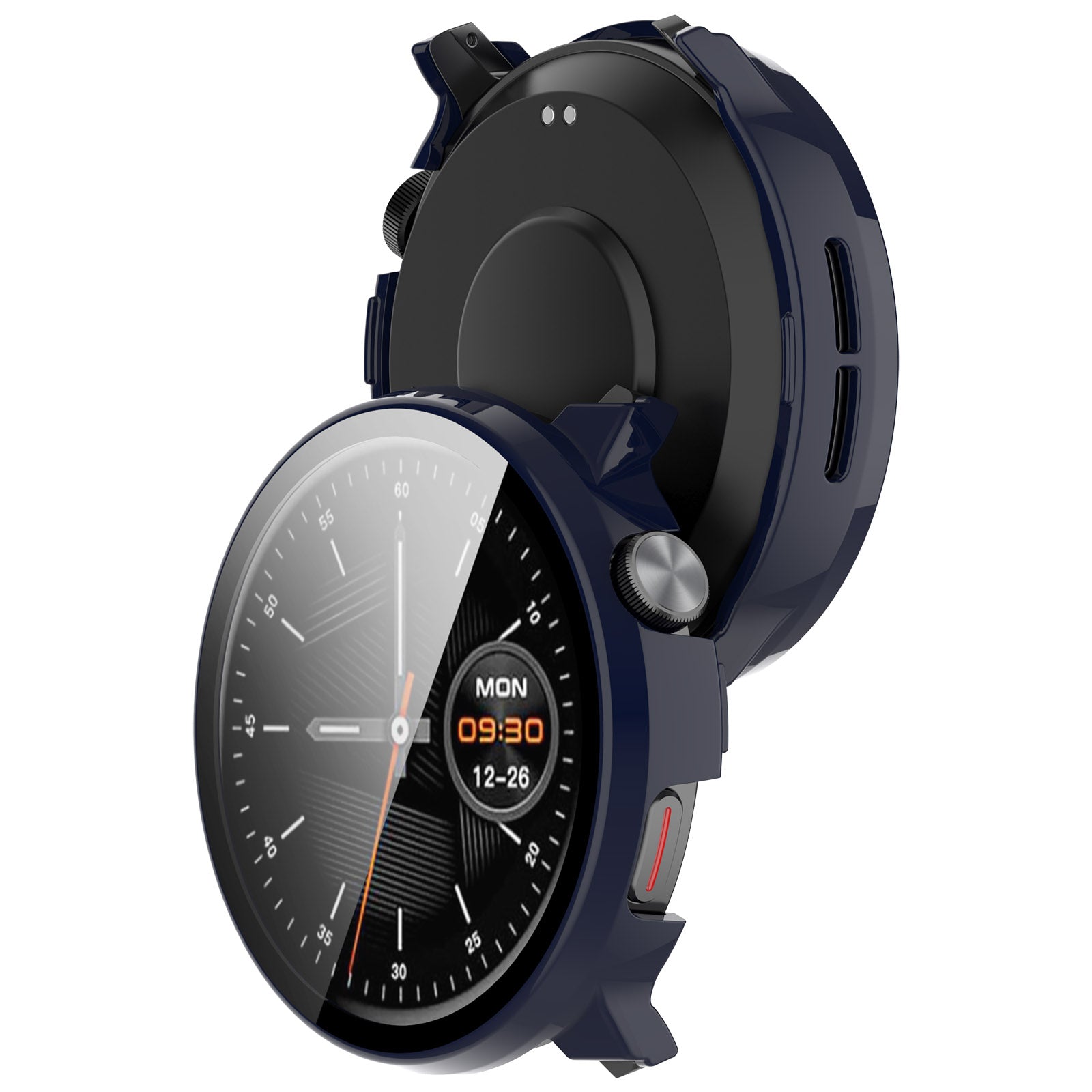 Hard PC Case for Mibro Watch Lite2 Watch Cover with Tempered Glass Screen Film - Dark Blue