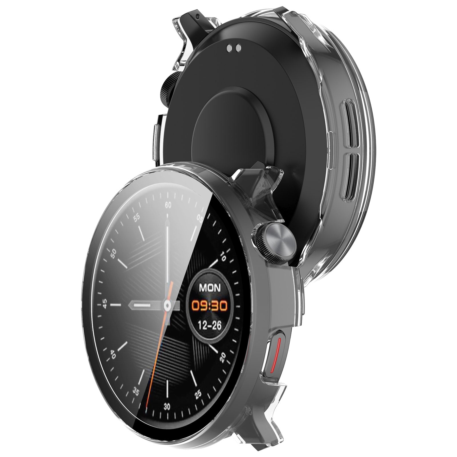 Hard PC Case for Mibro Watch Lite2 Watch Cover with Tempered Glass Screen Film - Transparent White