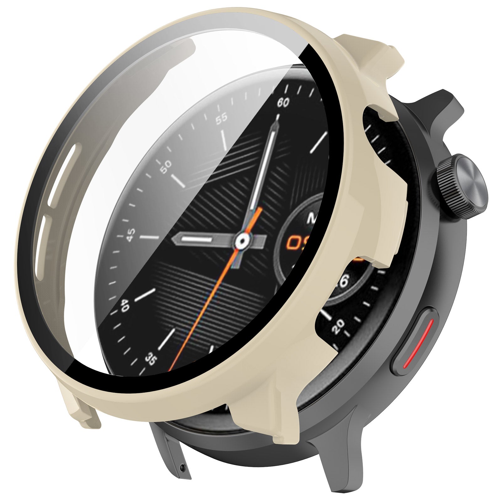 Hard PC Case for Mibro Watch Lite2 Watch Cover with Tempered Glass Screen Film - Beige