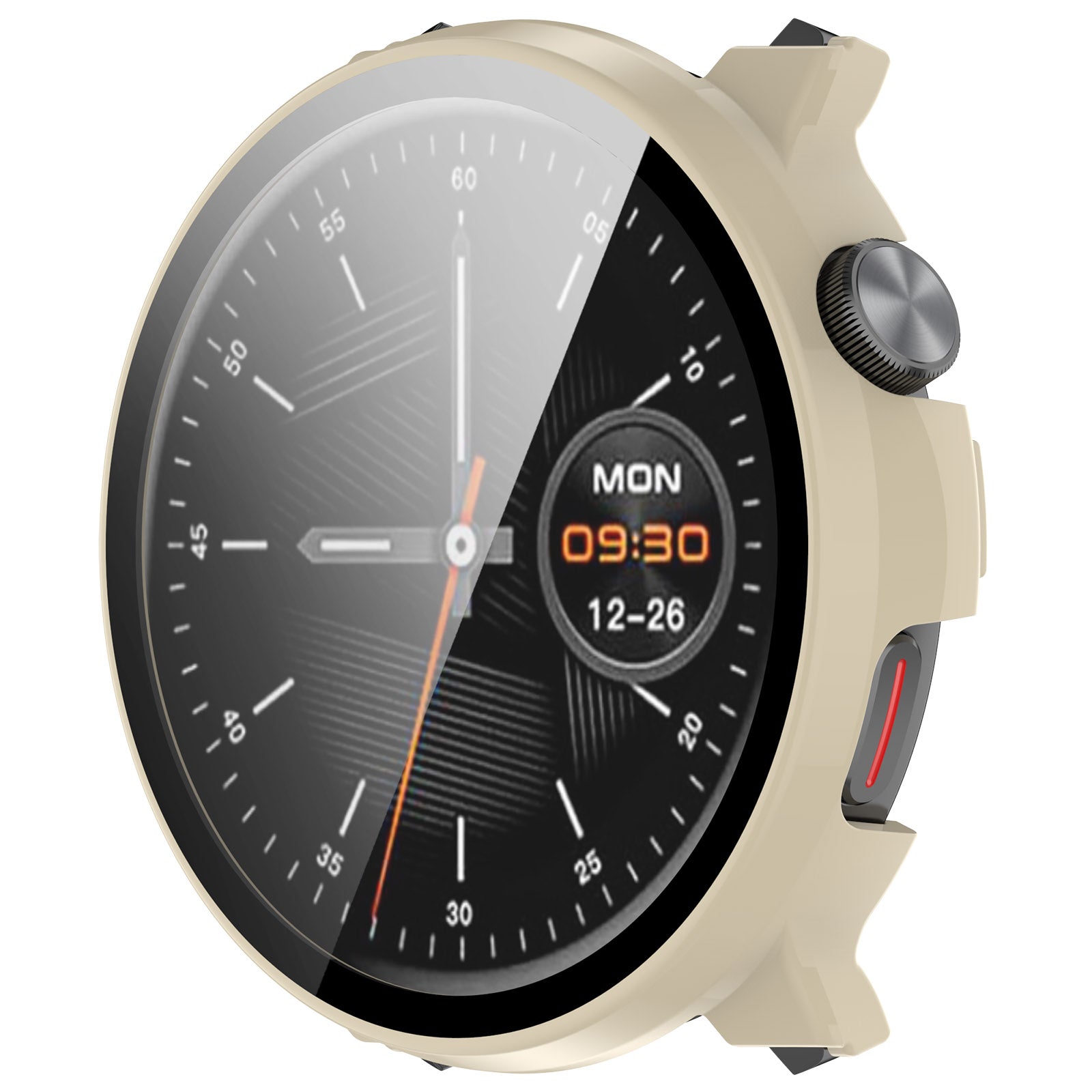 Hard PC Case for Mibro Watch Lite2 Watch Cover with Tempered Glass Screen Film - Beige