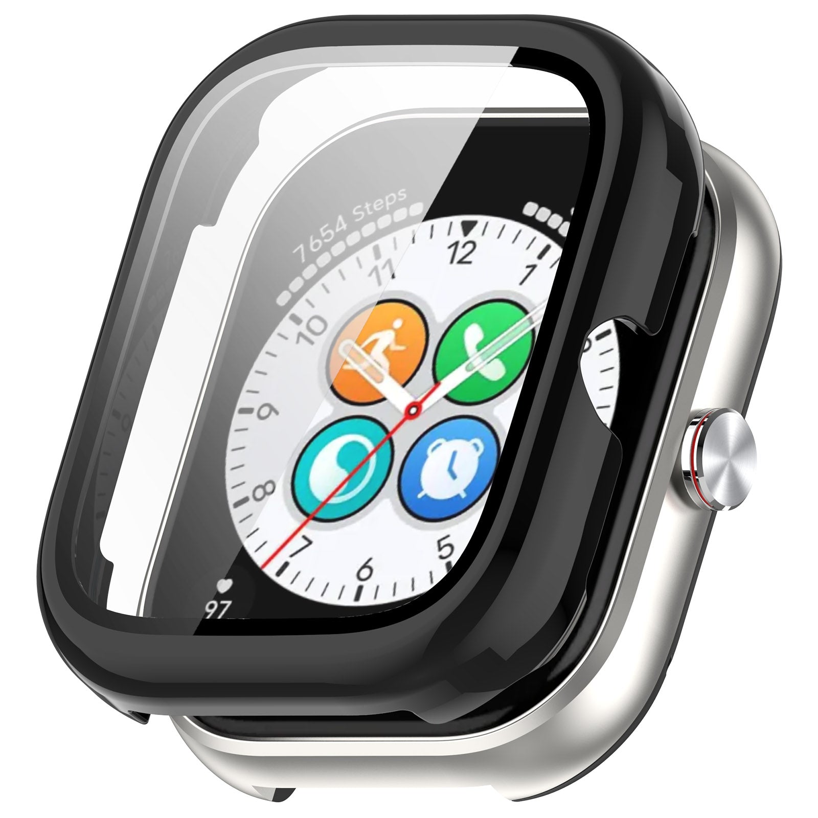For Honor Choice Haylou Watch Protective Case PC Cover with Tempered Glass Screen Film - Black