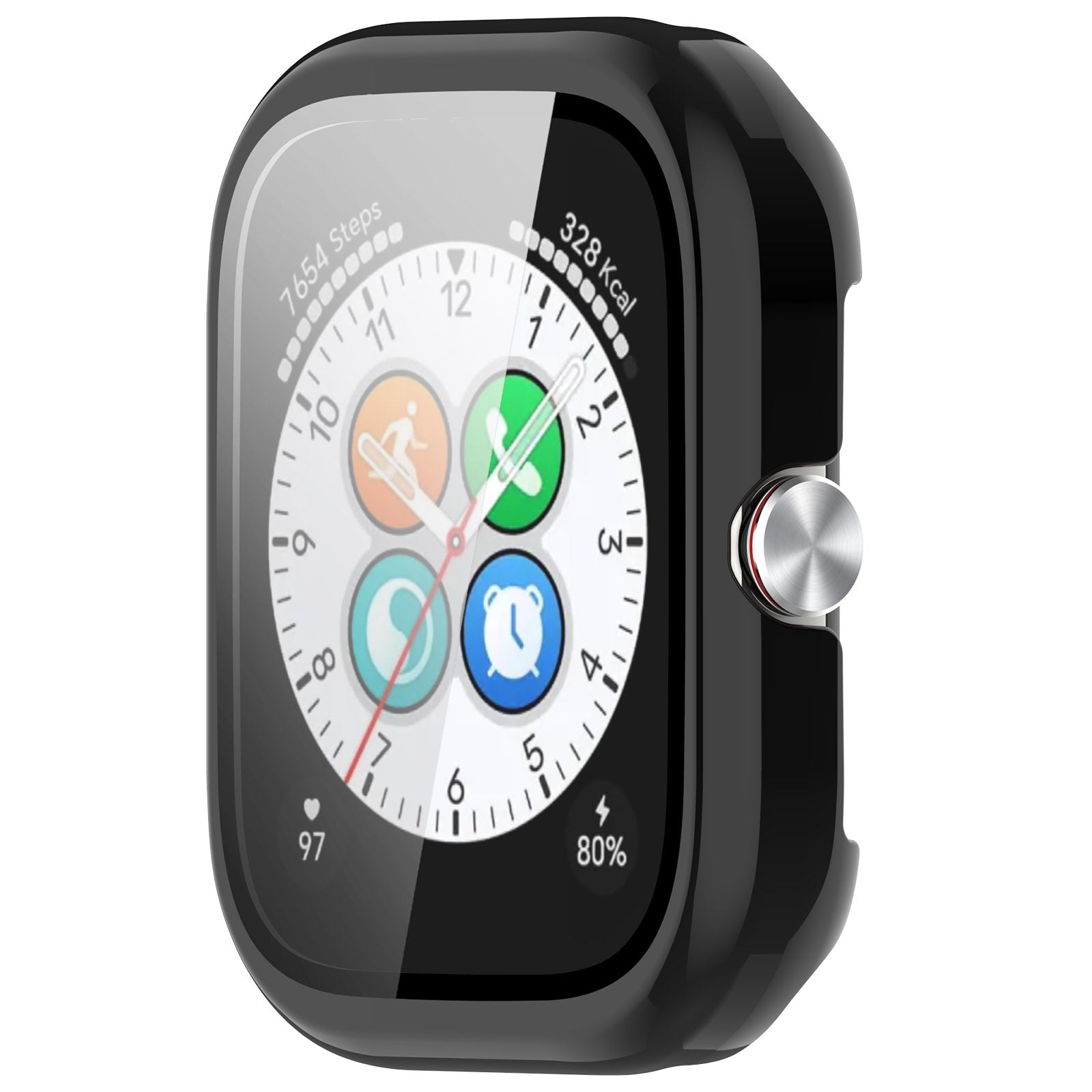 For Honor Choice Haylou Watch Protective Case PC Cover with Tempered Glass Screen Film - Black