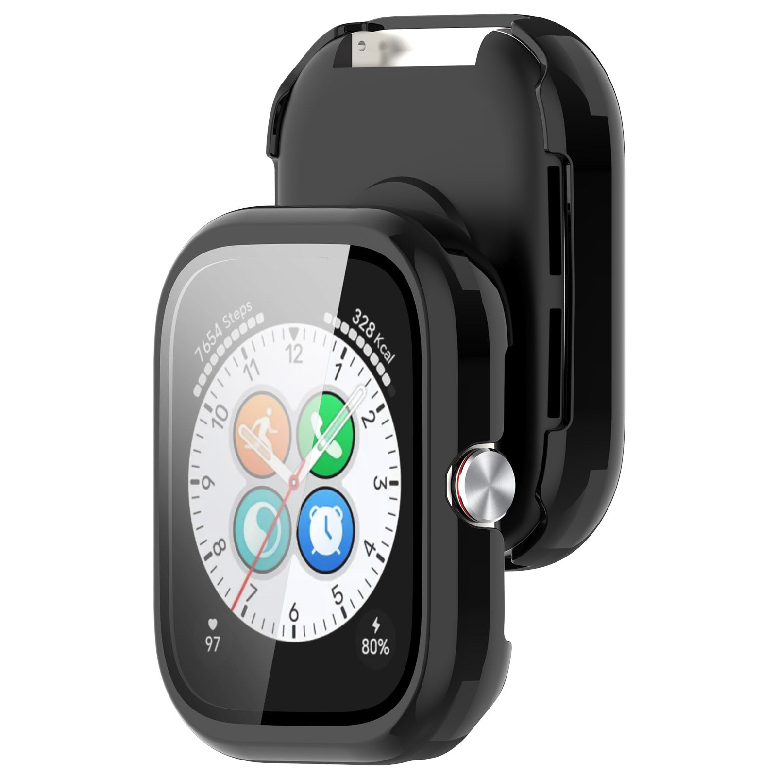 For Honor Choice Haylou Watch Protective Case PC Cover with Tempered Glass Screen Film - Black