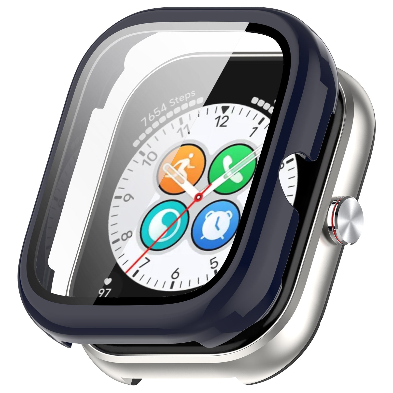 For Honor Choice Haylou Watch Protective Case PC Cover with Tempered Glass Screen Film - Dark Blue