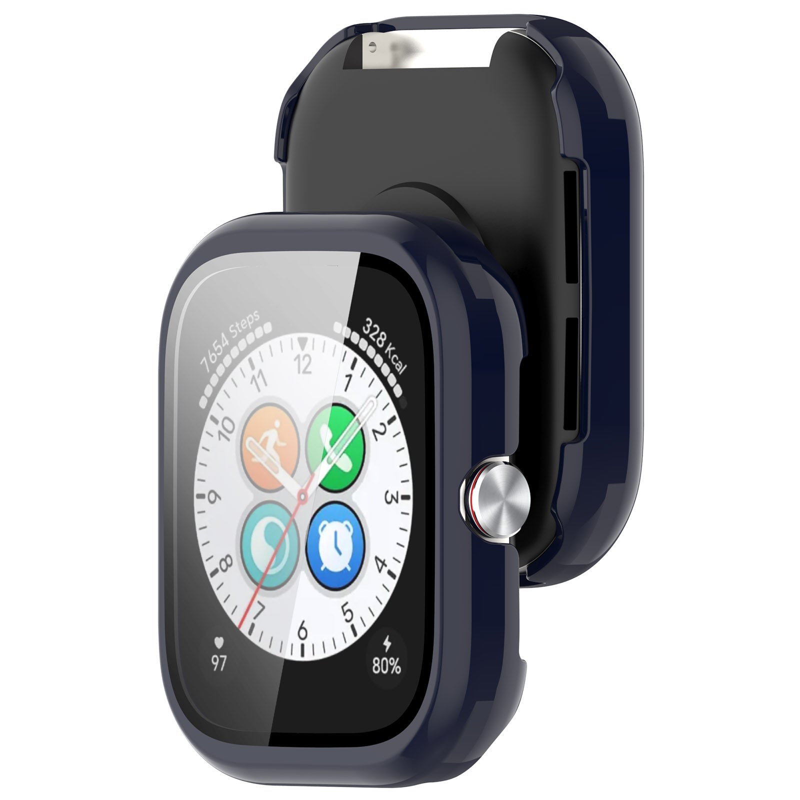 For Honor Choice Haylou Watch Protective Case PC Cover with Tempered Glass Screen Film - Dark Blue