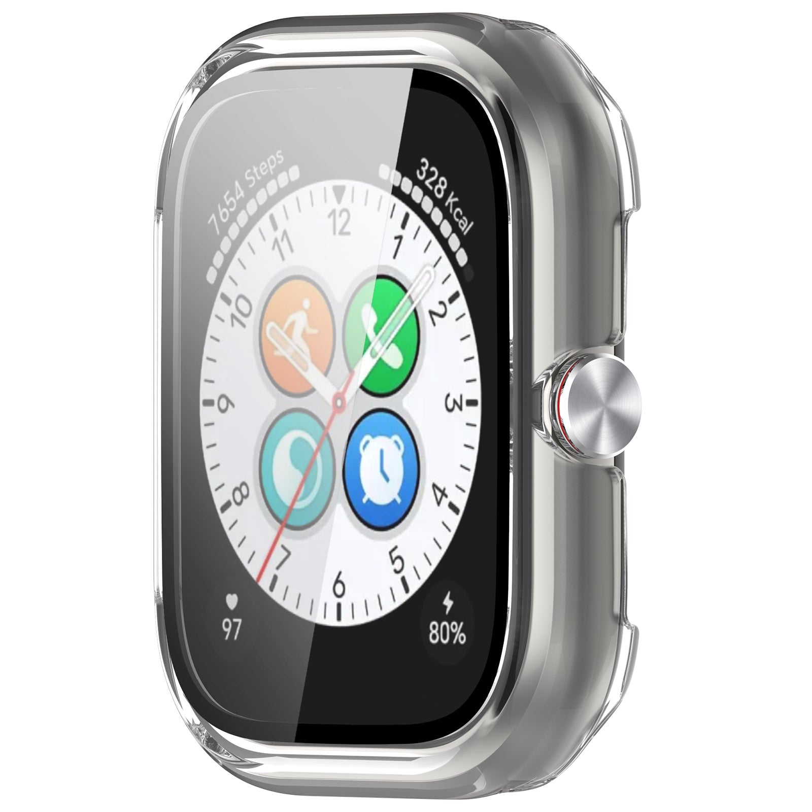 For Honor Choice Haylou Watch Protective Case PC Cover with Tempered Glass Screen Film - Transparent White
