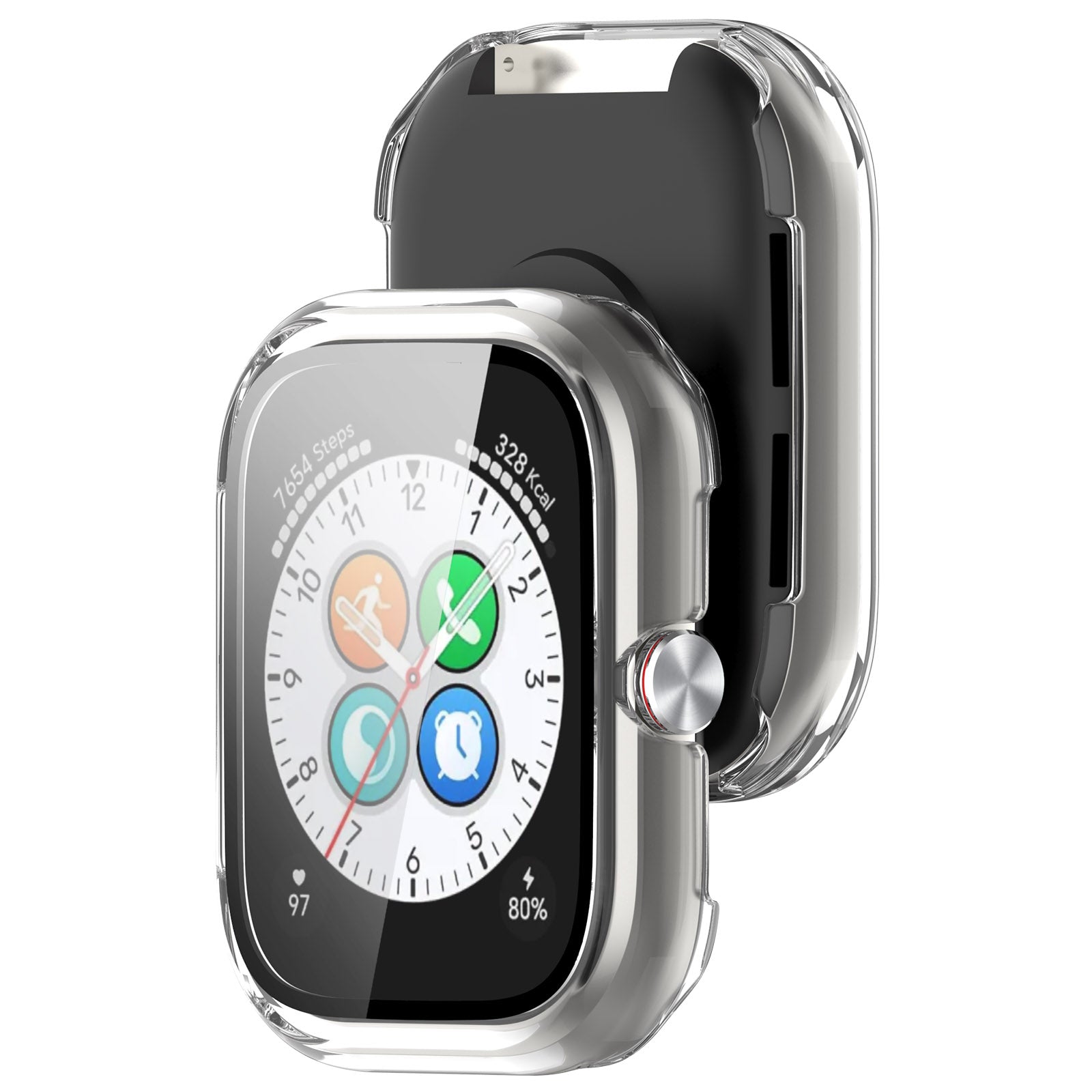 For Honor Choice Haylou Watch Protective Case PC Cover with Tempered Glass Screen Film - Transparent White