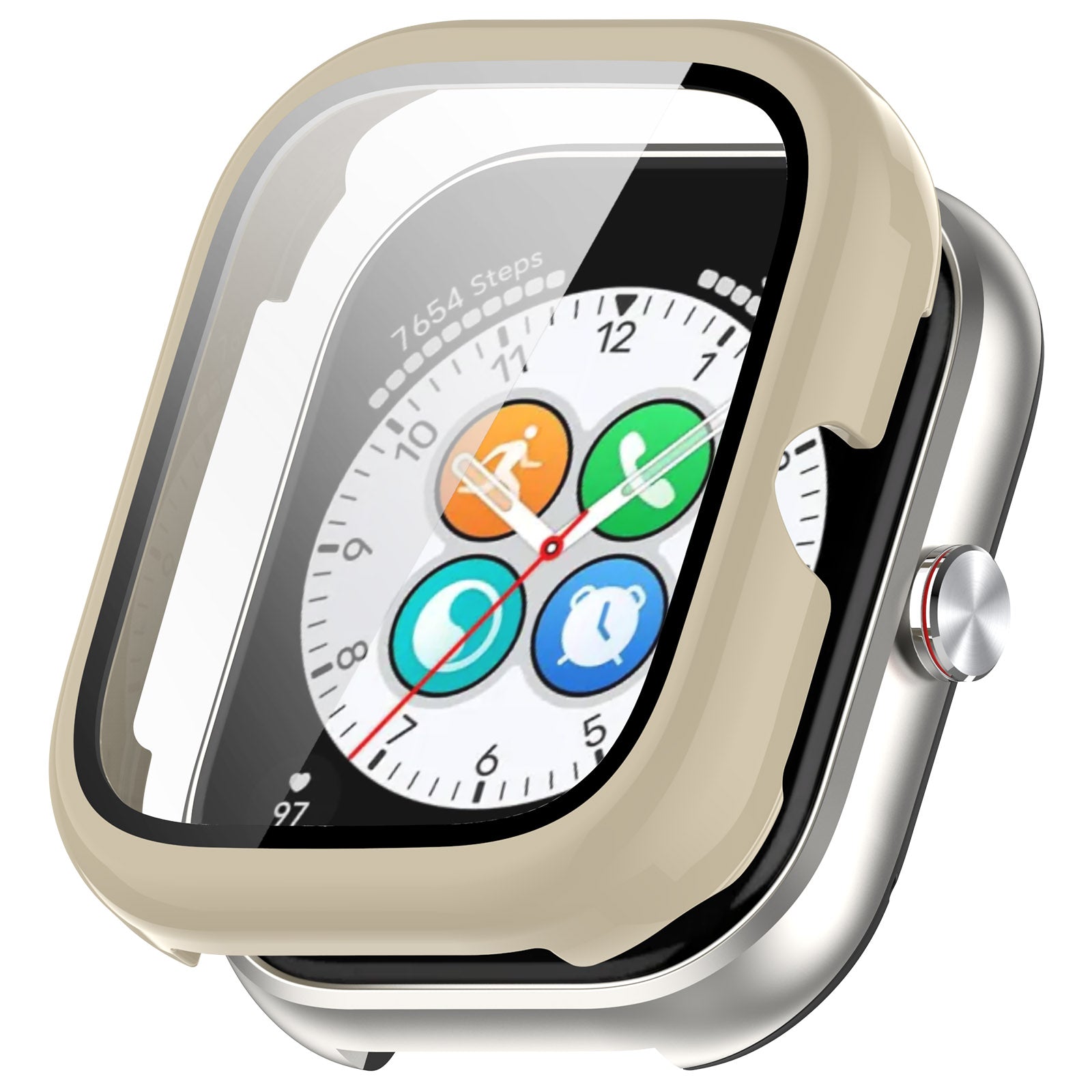 For Honor Choice Haylou Watch Protective Case PC Cover with Tempered Glass Screen Film - Beige