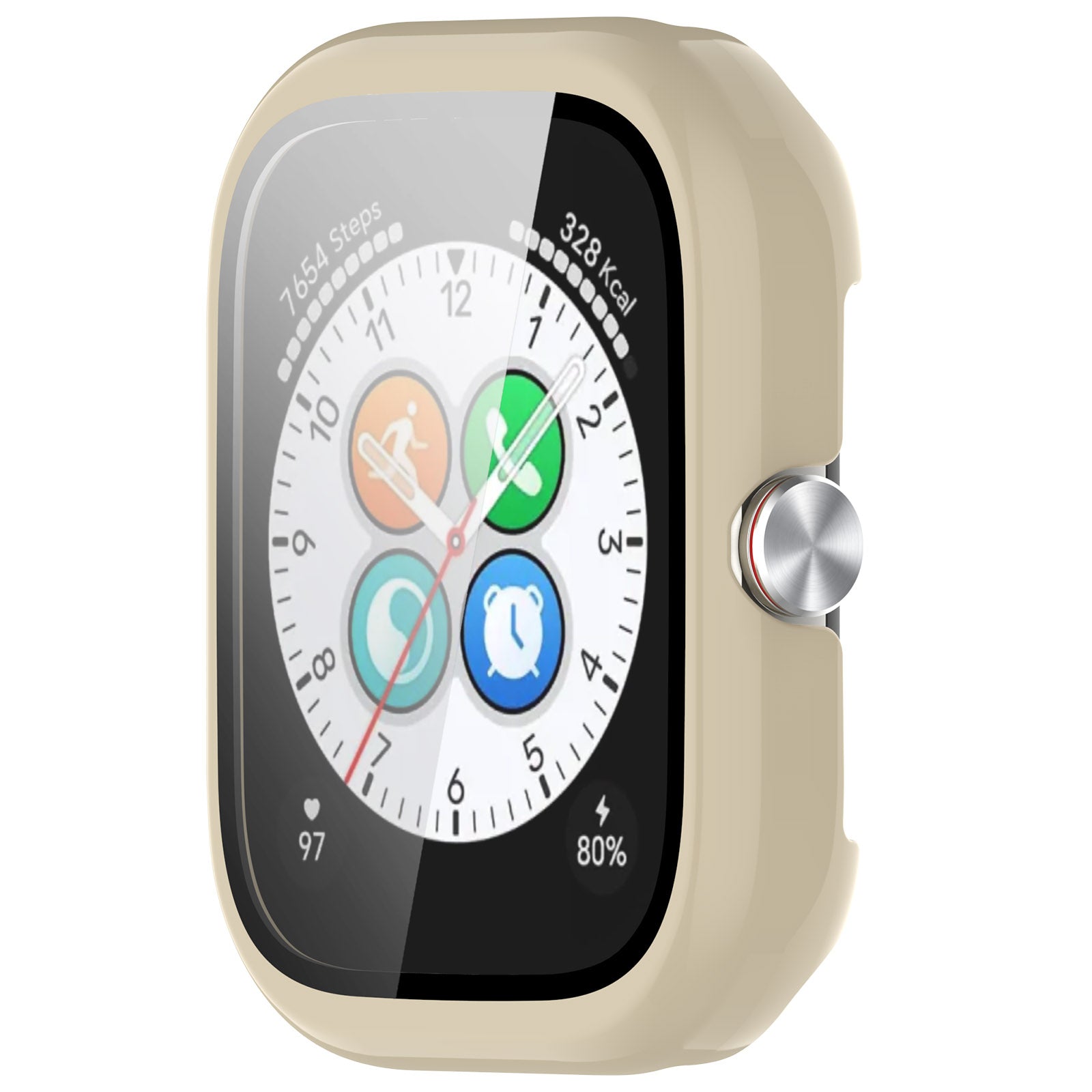 For Honor Choice Haylou Watch Protective Case PC Cover with Tempered Glass Screen Film - Beige