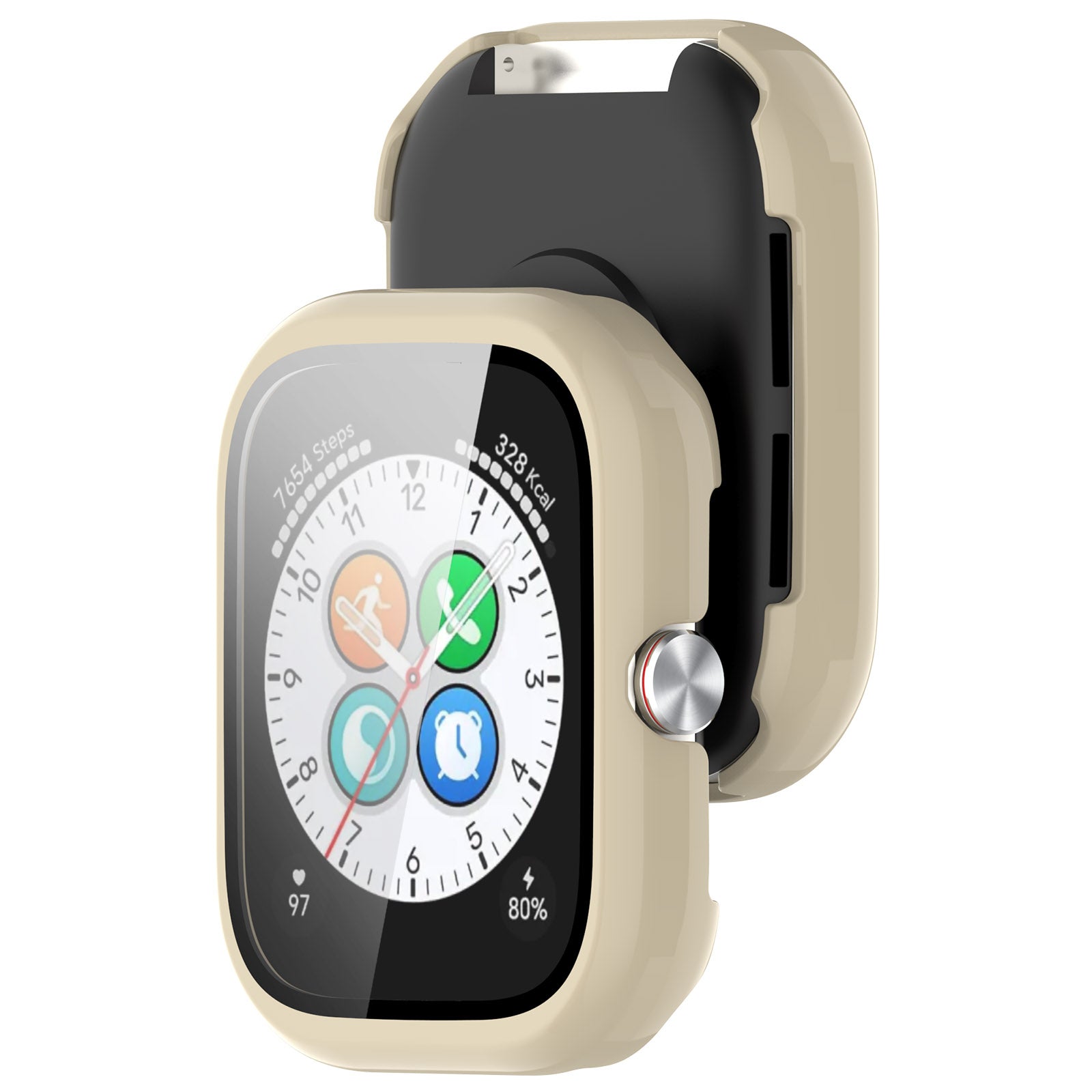 For Honor Choice Haylou Watch Protective Case PC Cover with Tempered Glass Screen Film - Beige