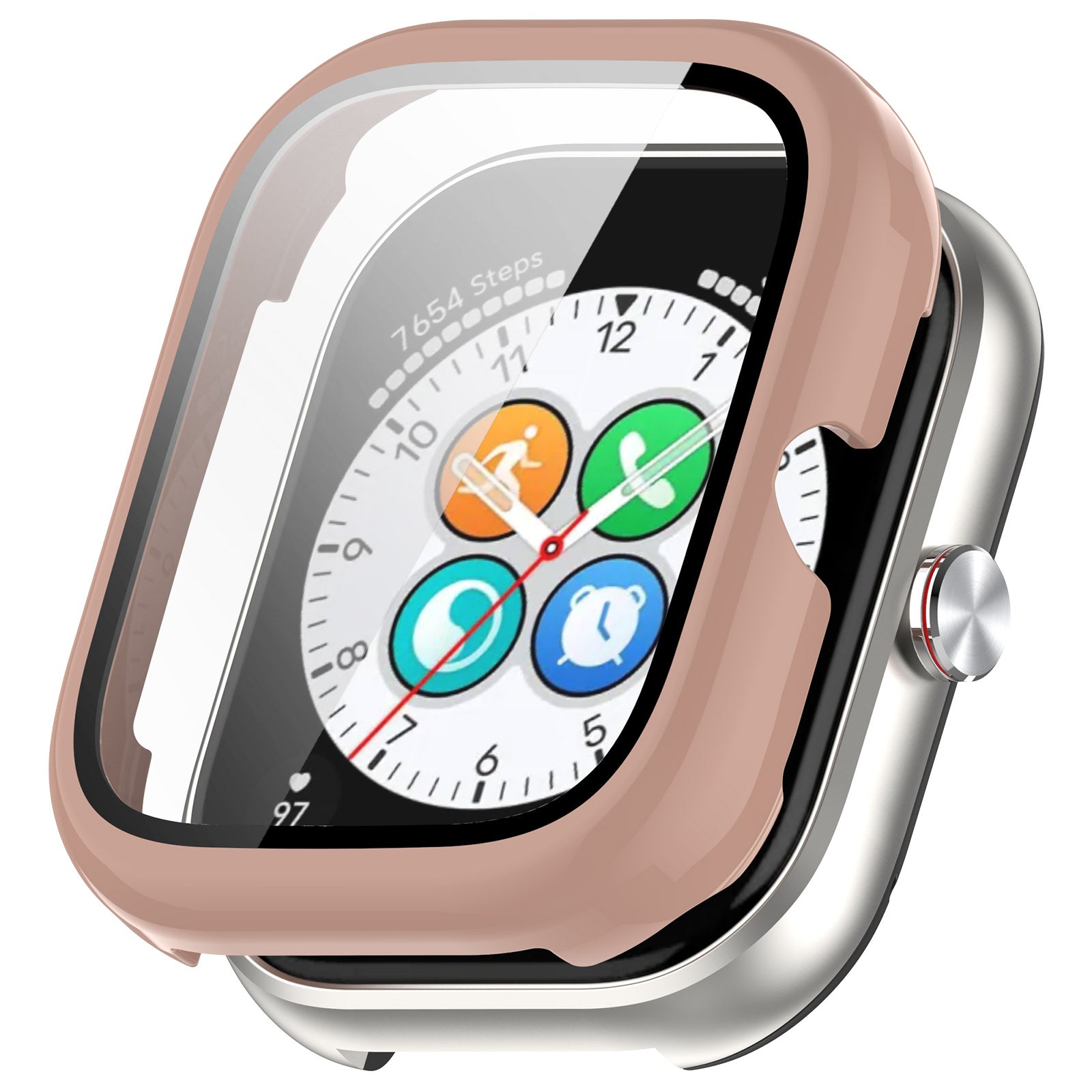 For Honor Choice Haylou Watch Protective Case PC Cover with Tempered Glass Screen Film - Pink