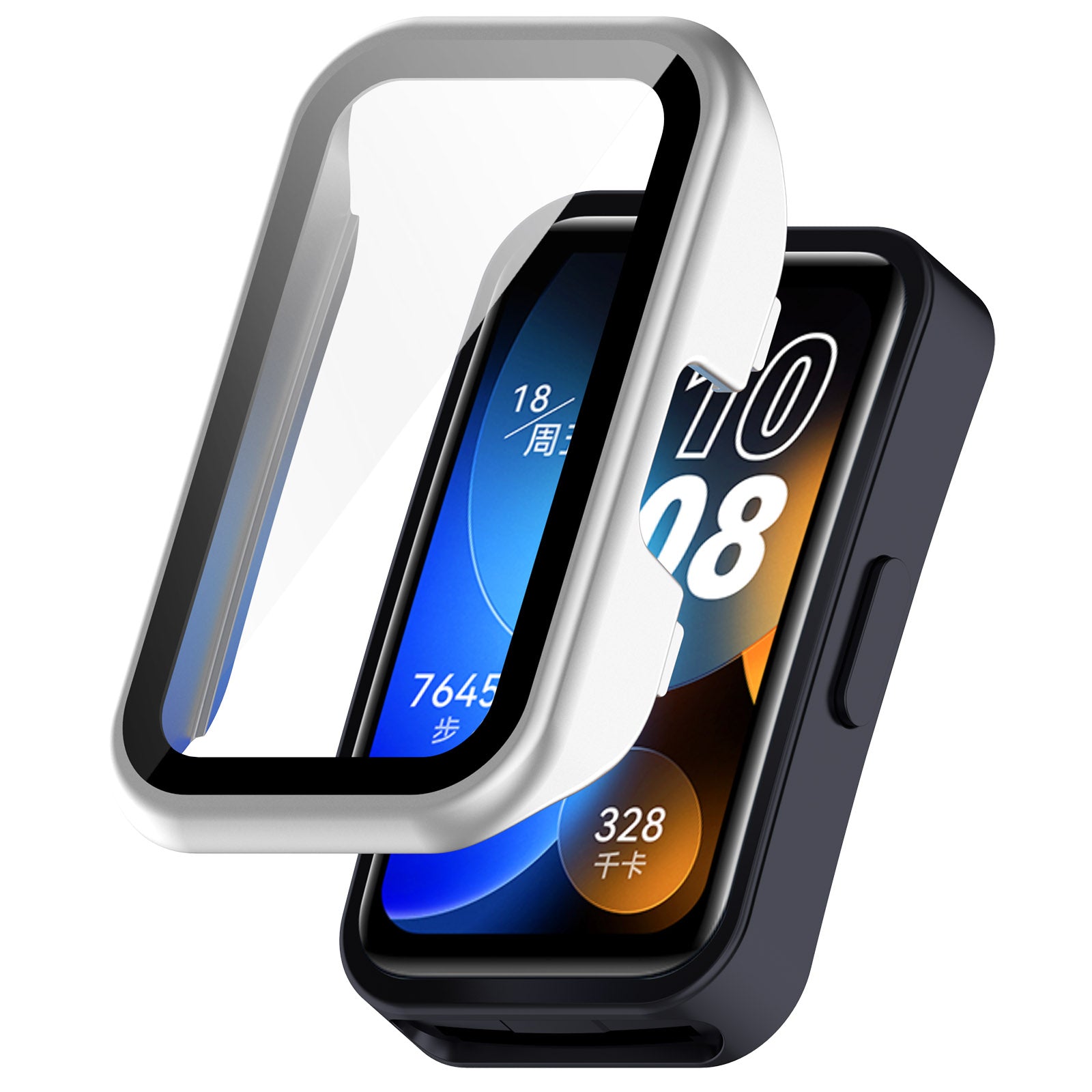 For Huawei Band 8 / 8 NFC / 9 / 9 NFC Hard PC Watch Cover with Tempered Glass Watch Screen Film - Silver