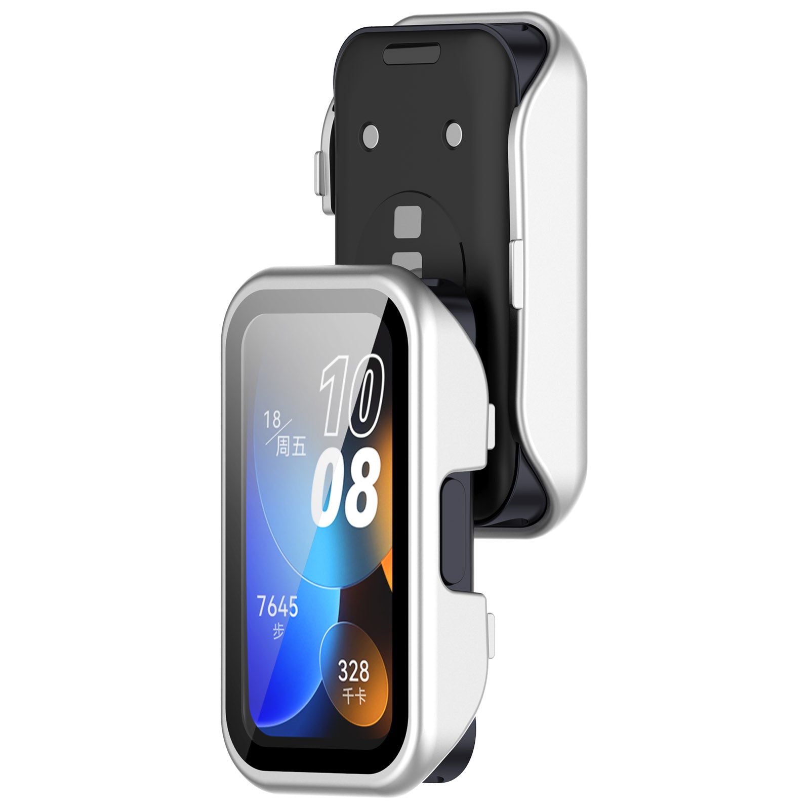 For Huawei Band 8 / 8 NFC / 9 / 9 NFC Hard PC Watch Cover with Tempered Glass Watch Screen Film - Silver