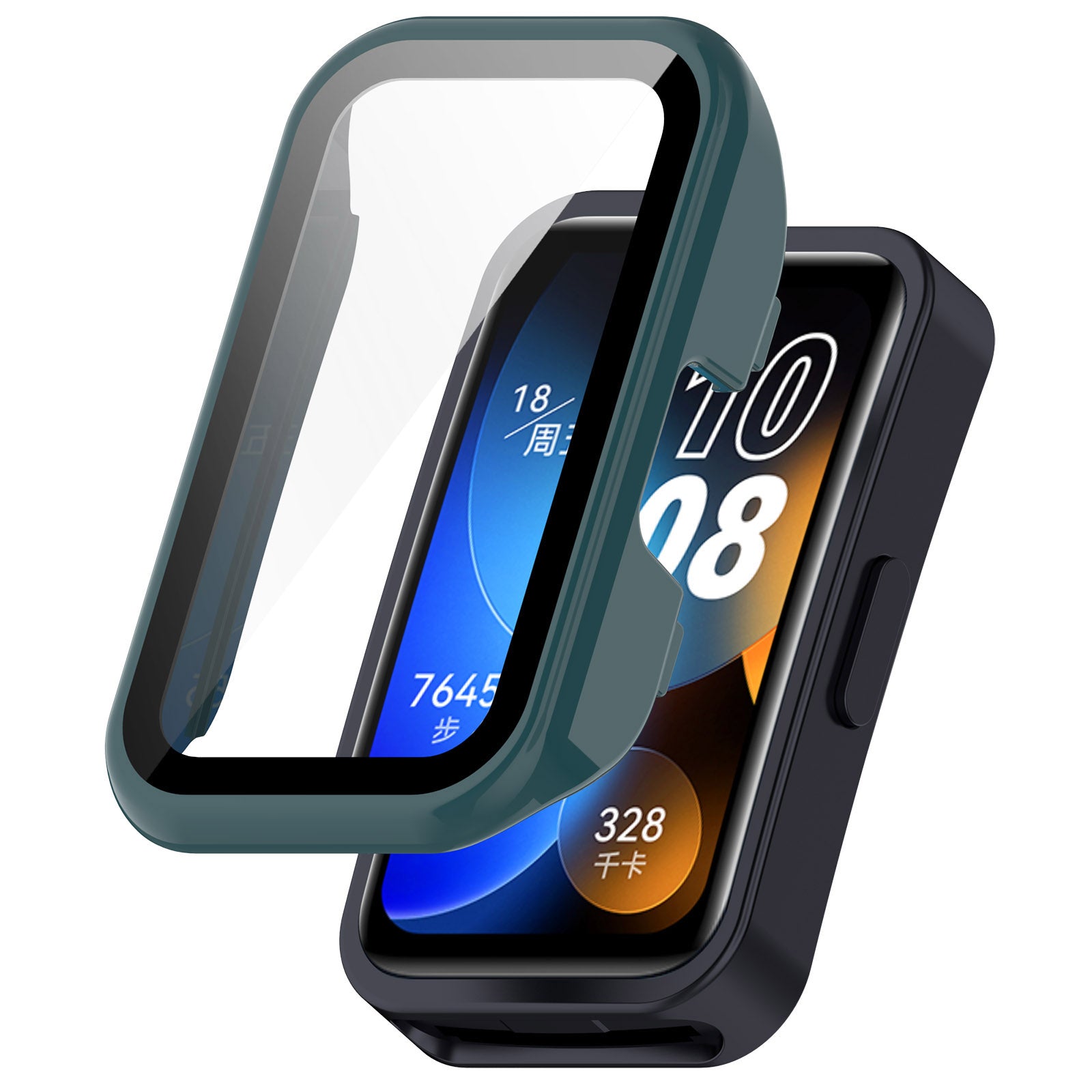 For Huawei Band 8 / 8 NFC / 9 / 9 NFC Hard PC Watch Cover with Tempered Glass Watch Screen Film - Green