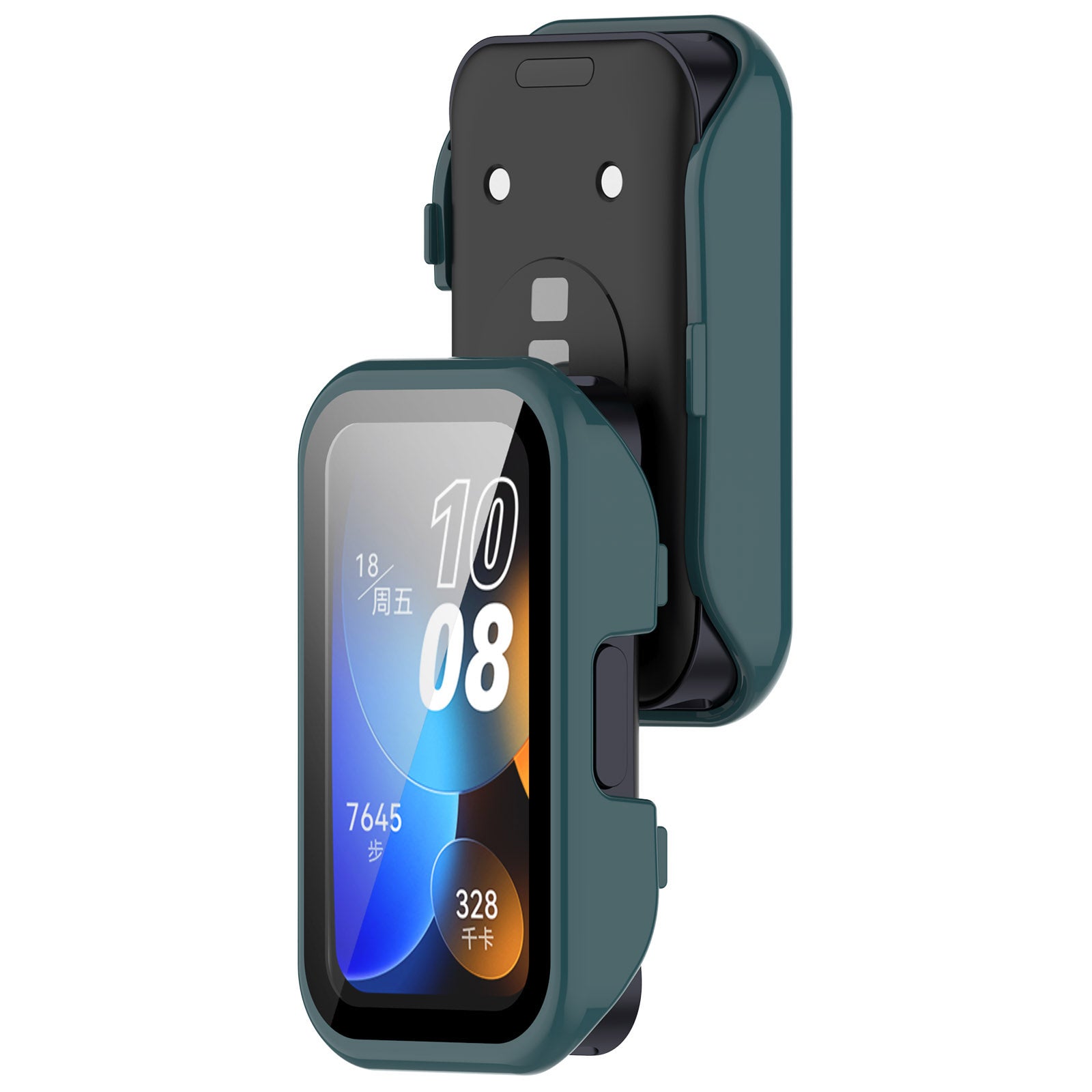 For Huawei Band 8 / 8 NFC / 9 / 9 NFC Hard PC Watch Cover with Tempered Glass Watch Screen Film - Green