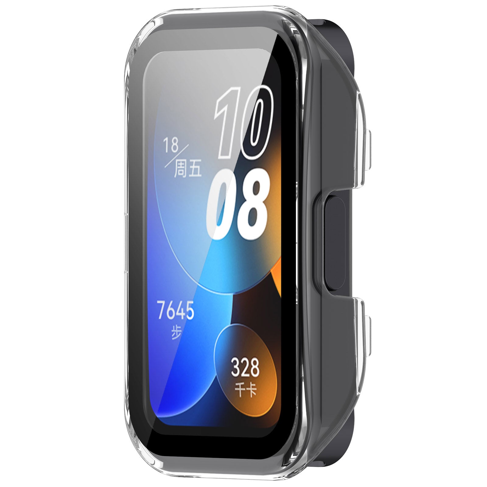 For Huawei Band 8 / 8 NFC / 9 / 9 NFC Hard PC Watch Cover with Tempered Glass Watch Screen Film - Transparent White