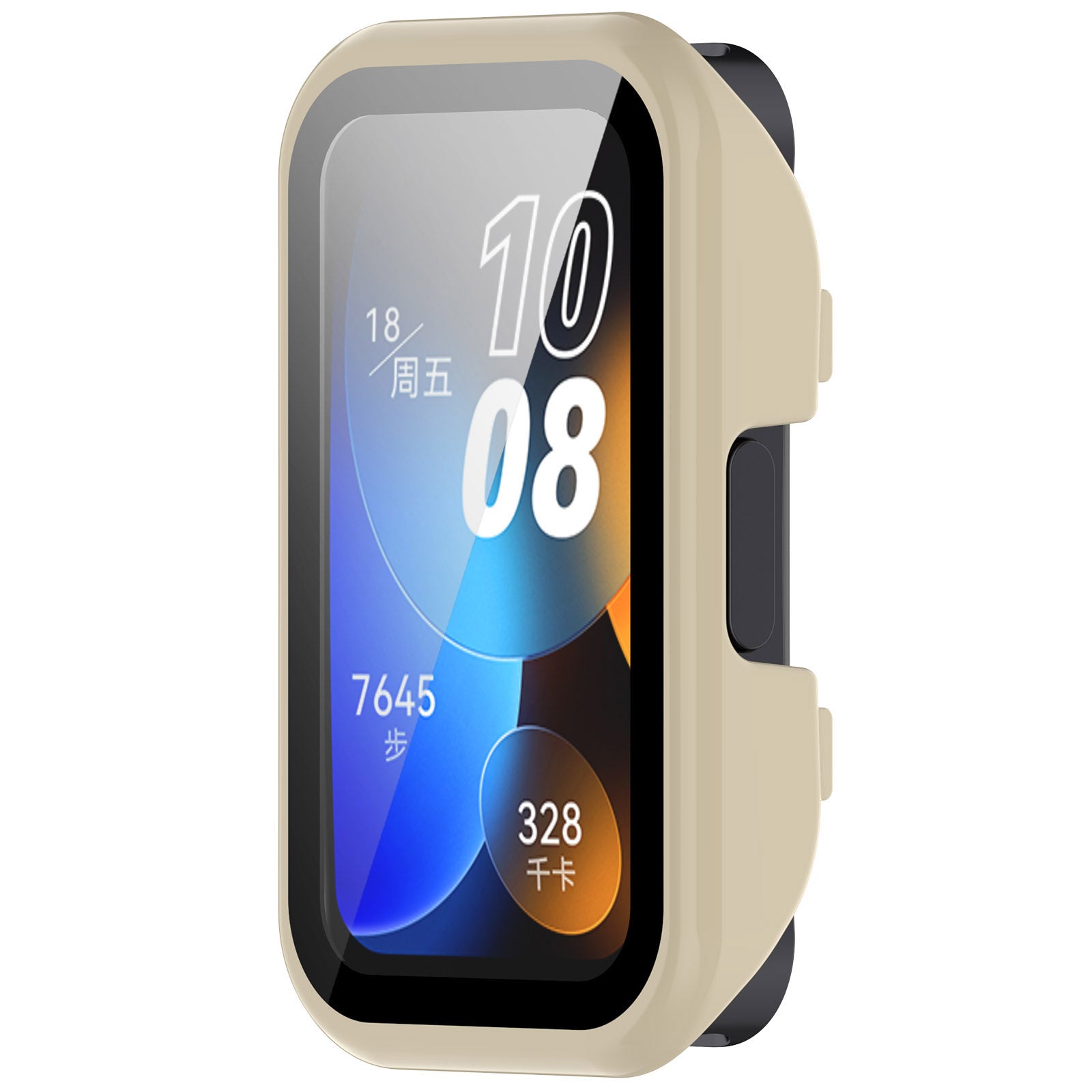 For Huawei Band 8 / 8 NFC / 9 / 9 NFC Hard PC Watch Cover with Tempered Glass Watch Screen Film - Beige