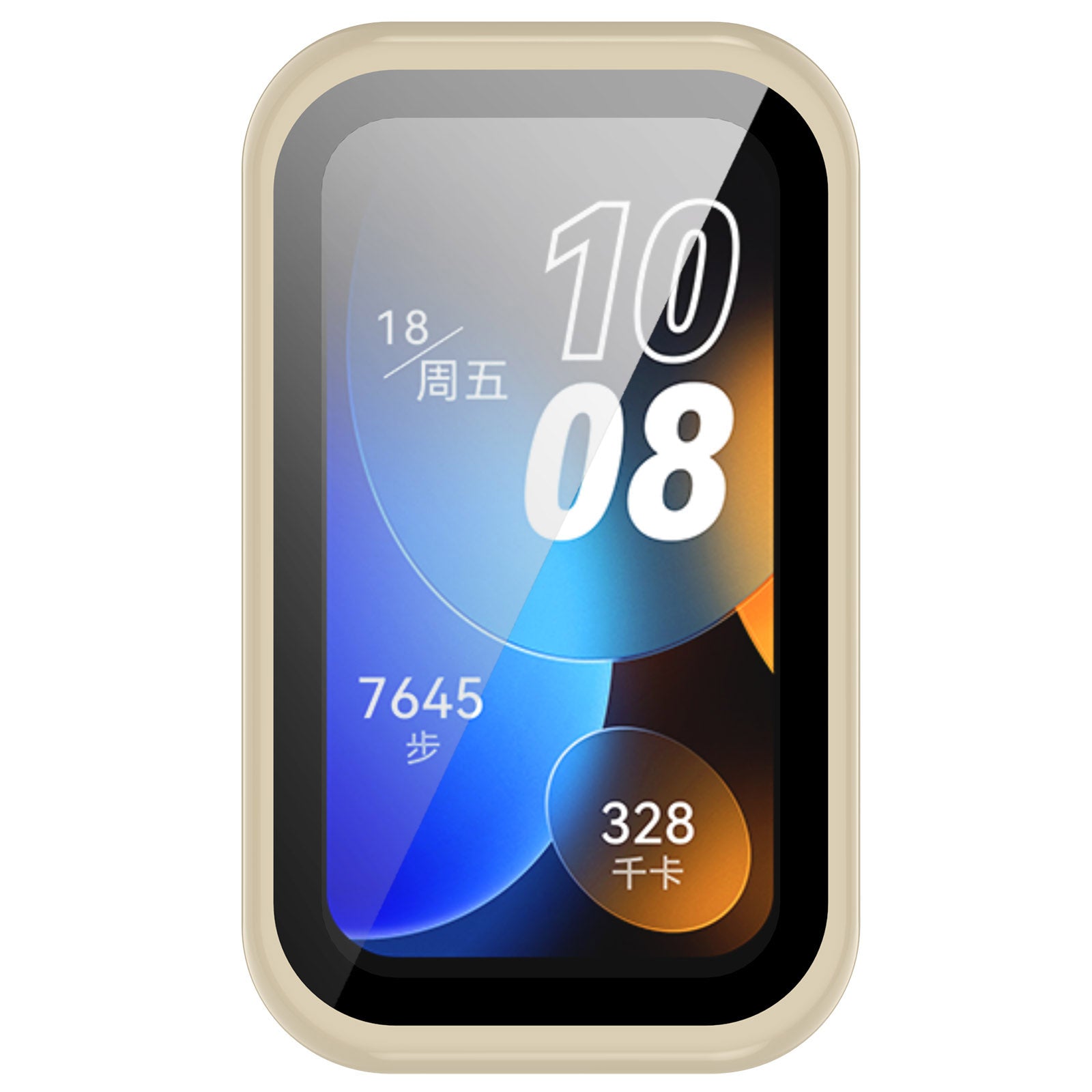 For Huawei Band 8 / 8 NFC / 9 / 9 NFC Hard PC Watch Cover with Tempered Glass Watch Screen Film - Beige