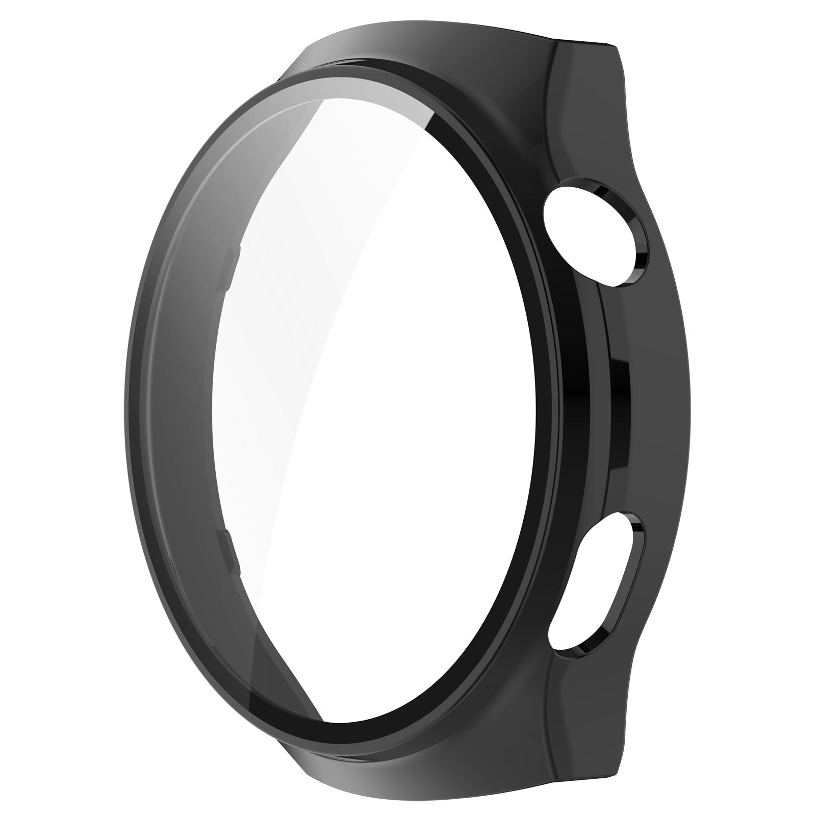 For Huawei Watch 4 Pro Case PC Cover with Curved Tempered Glass Screen Protector - Black
