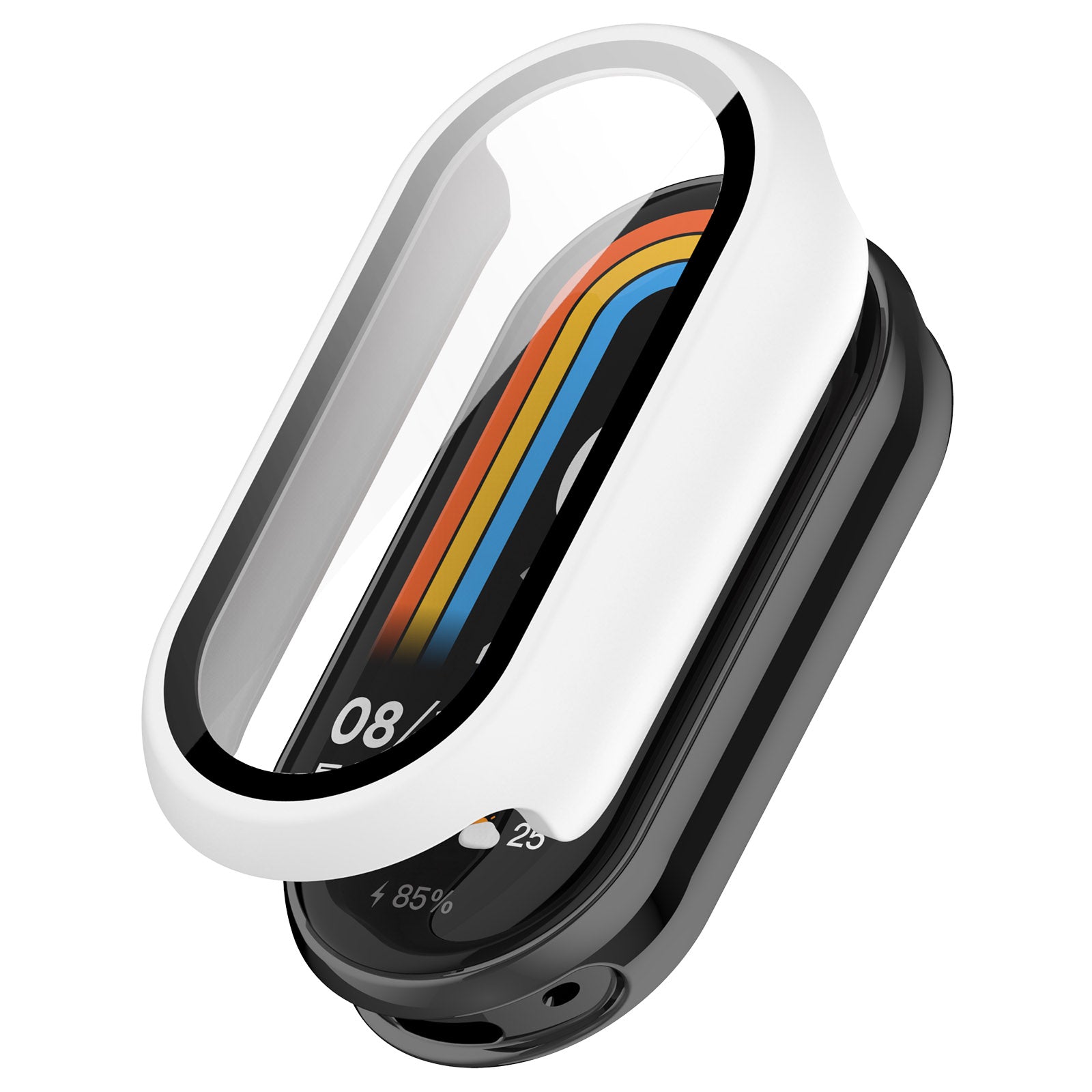 For Xiaomi Mi Band 8 / 8 NFC PC Case+Glossy Style Tempered Glass Screen Protector - Beige