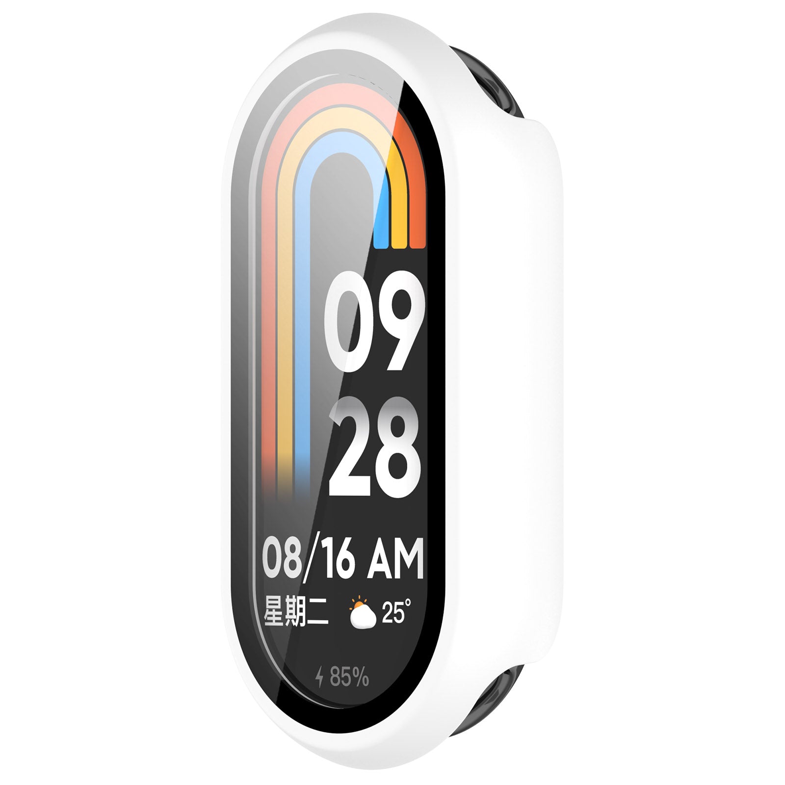 For Xiaomi Mi Band 8 / 8 NFC PC Case+Glossy Style Tempered Glass Screen Protector - Beige