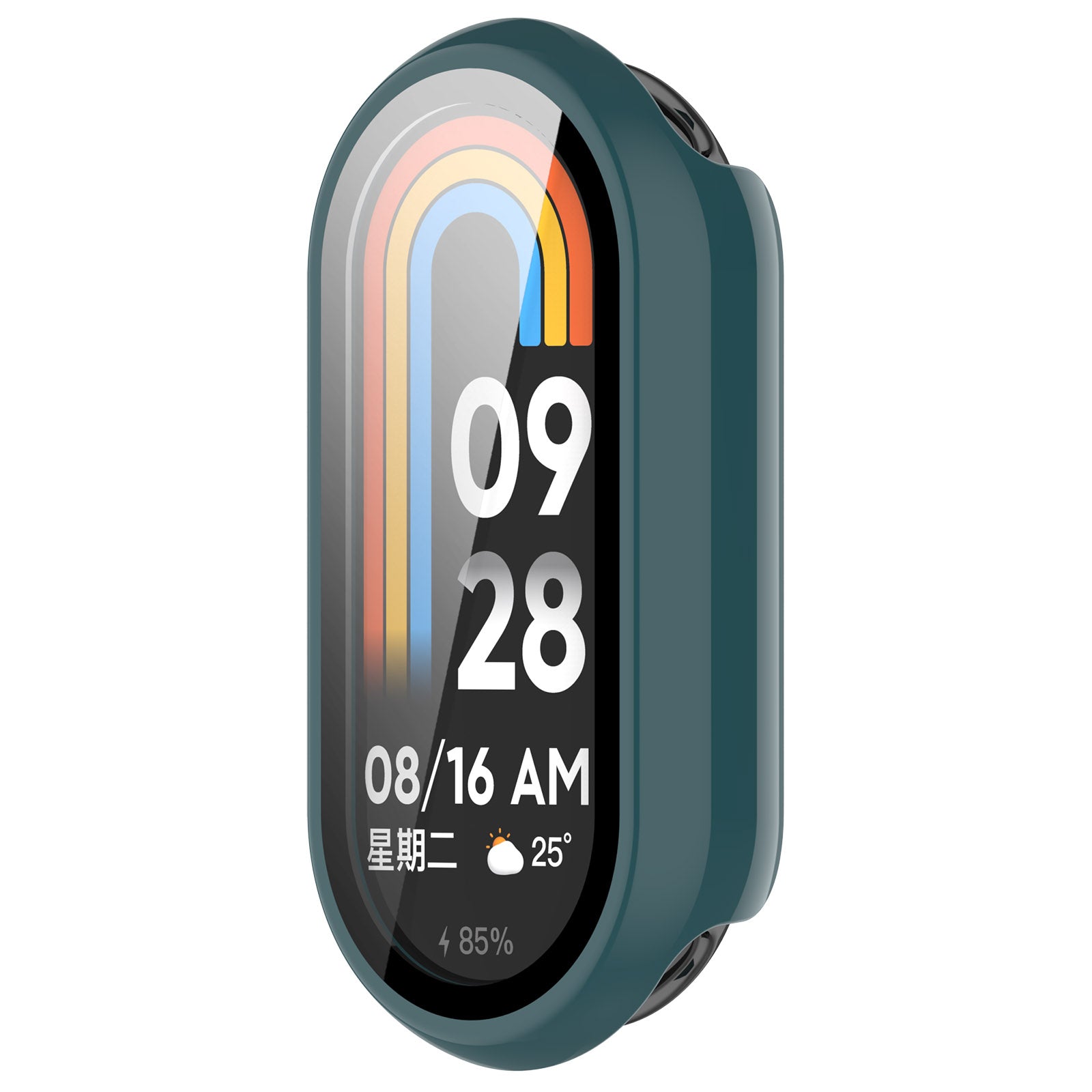 For Xiaomi Mi Band 8 / 8 NFC PC Case+Glossy Style Tempered Glass Screen Protector - Green
