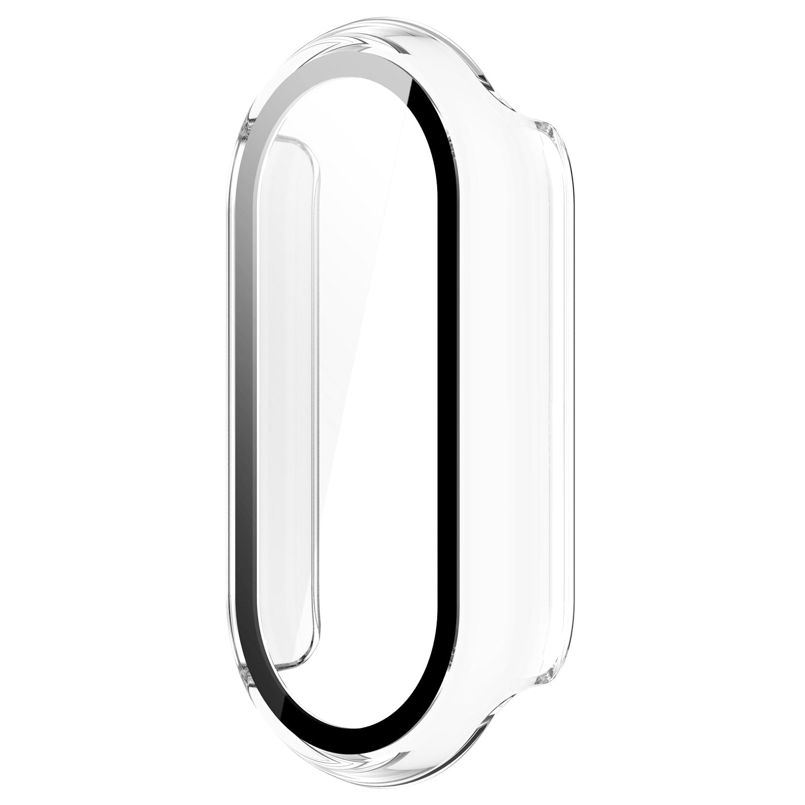 For Xiaomi Mi Band 8 / 8 NFC PC Case+Glossy Style Tempered Glass Screen Protector - Transparent White