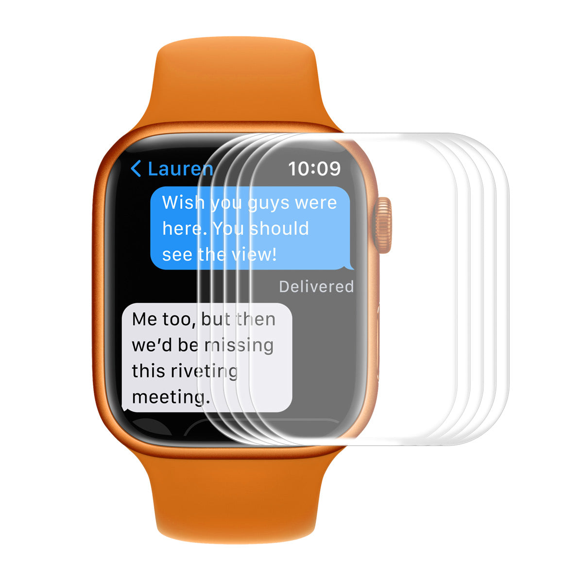 for Apple Watch Series 7 / 8 41mm 5Pcs / Pack Full Coverage Full Glue Curved Hot Bending Scratch-Resistant Tempered Glass Screen Protector- Transparent