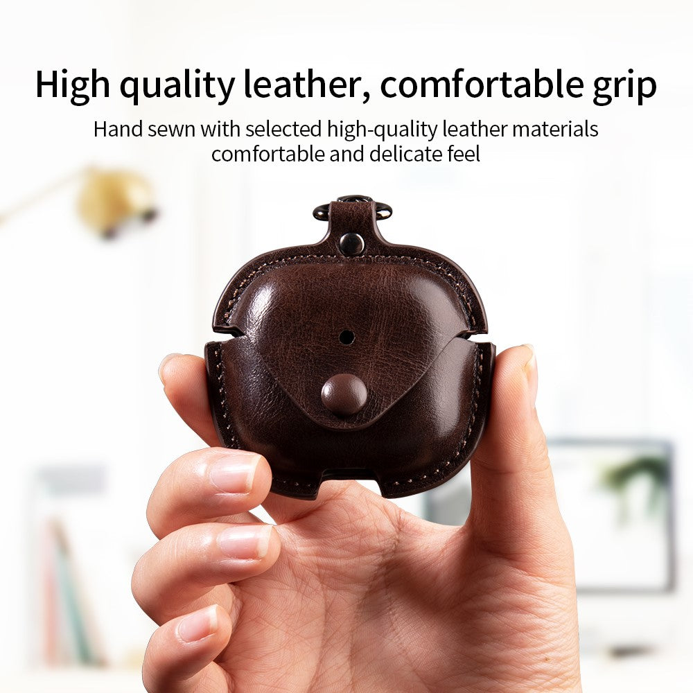 Compatible With  AirPods 5 / 4 Charging Case Cover PU Leather+PC Earbuds Protective Case - Black