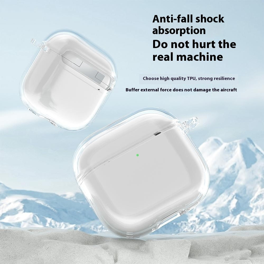 Compatible With  AirPods 5 / 4 Earphone Case TPU Shockproof Clear Protective Cover with Keychain