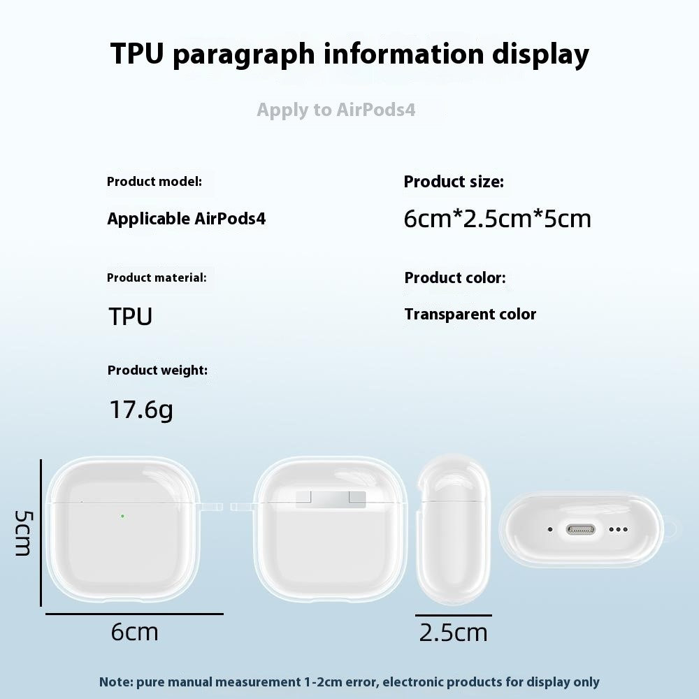 Compatible With  AirPods 5 / 4 Earphone Case TPU Shockproof Clear Protective Cover with Keychain