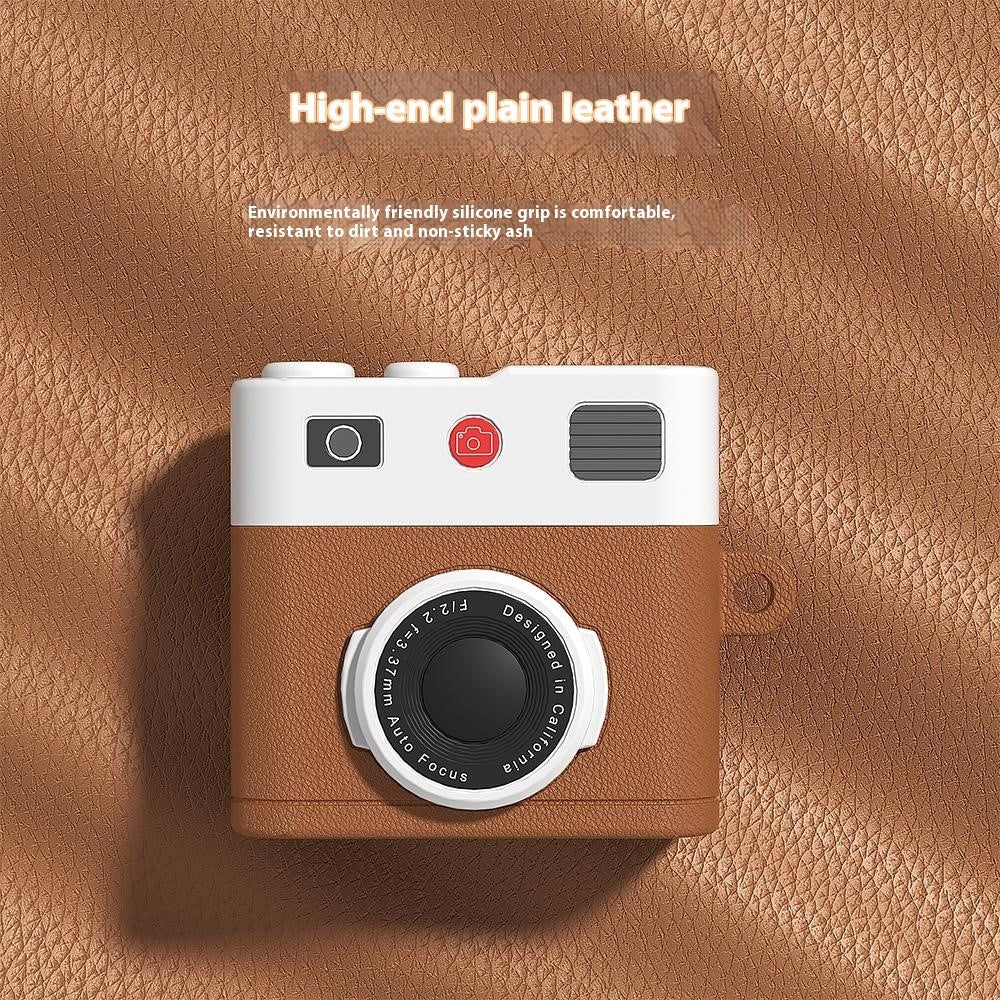 Compatible With  AirPods 5 / 4 Case Retro Camera Design Liquid Silicone Earbuds Carrying Cover with Carabiner - Cream Beige