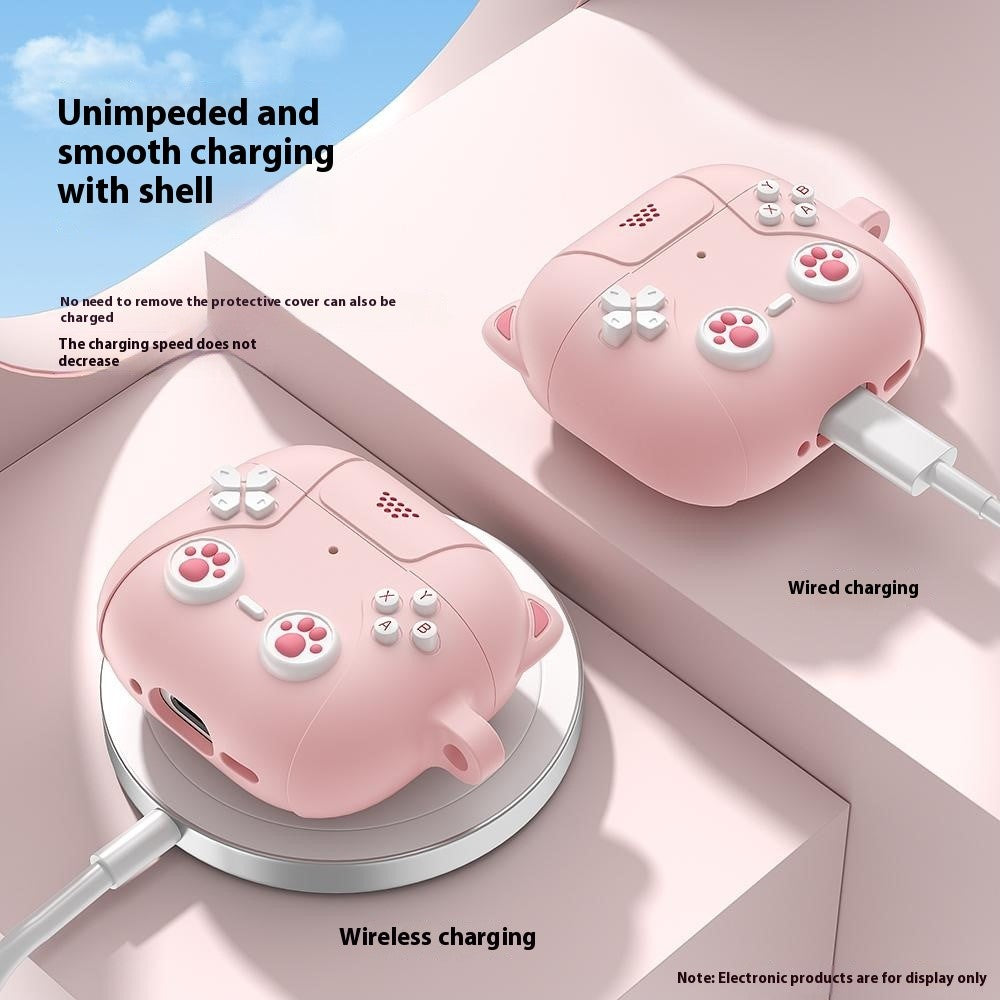 Compatible With  AirPods 5 / 4 Case Cute Cat Liquid Silicone Earphone Cover - Light Pink