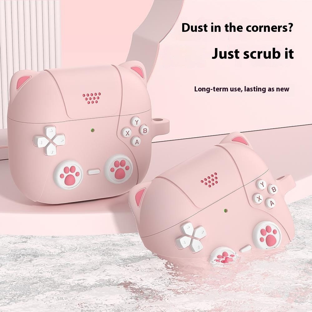 Compatible With  AirPods 5 / 4 Case Cute Cat Liquid Silicone Earphone Cover - Light Pink