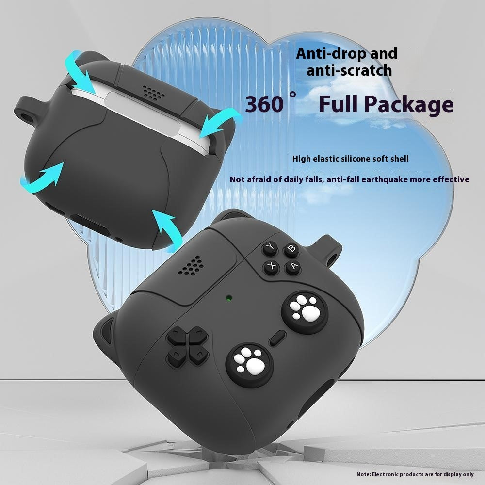 Compatible With  AirPods 5 / 4 Case Cute Cat Liquid Silicone Earphone Cover - Dark Grey