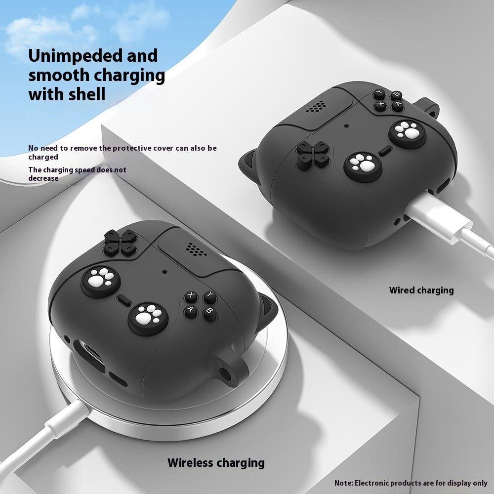 Compatible With  AirPods 5 / 4 Case Cute Cat Liquid Silicone Earphone Cover - Dark Grey