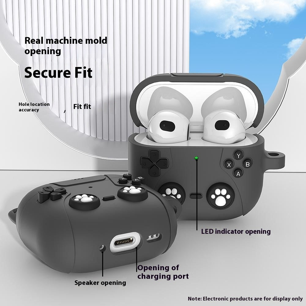 Compatible With  AirPods 5 / 4 Case Cute Cat Liquid Silicone Earphone Cover - Dark Grey