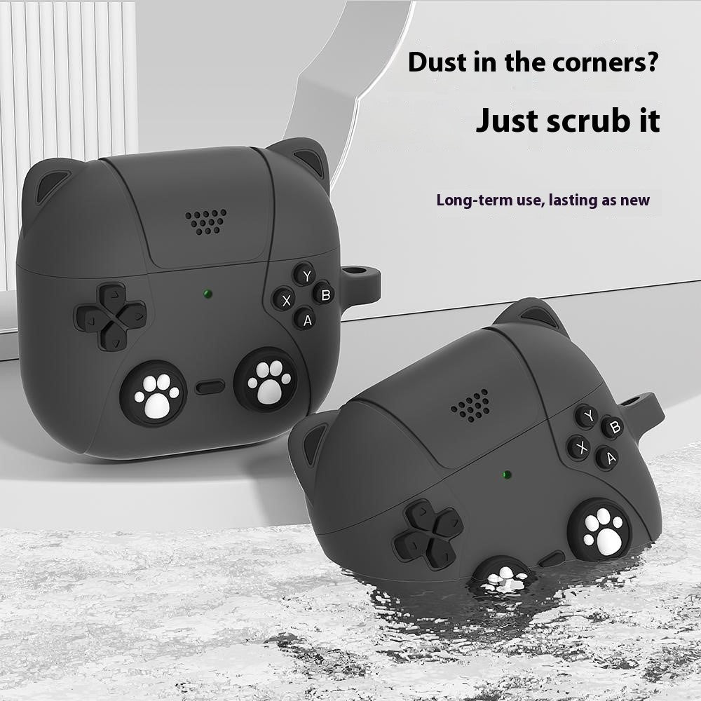 Compatible With  AirPods 5 / 4 Case Cute Cat Liquid Silicone Earphone Cover - Dark Grey